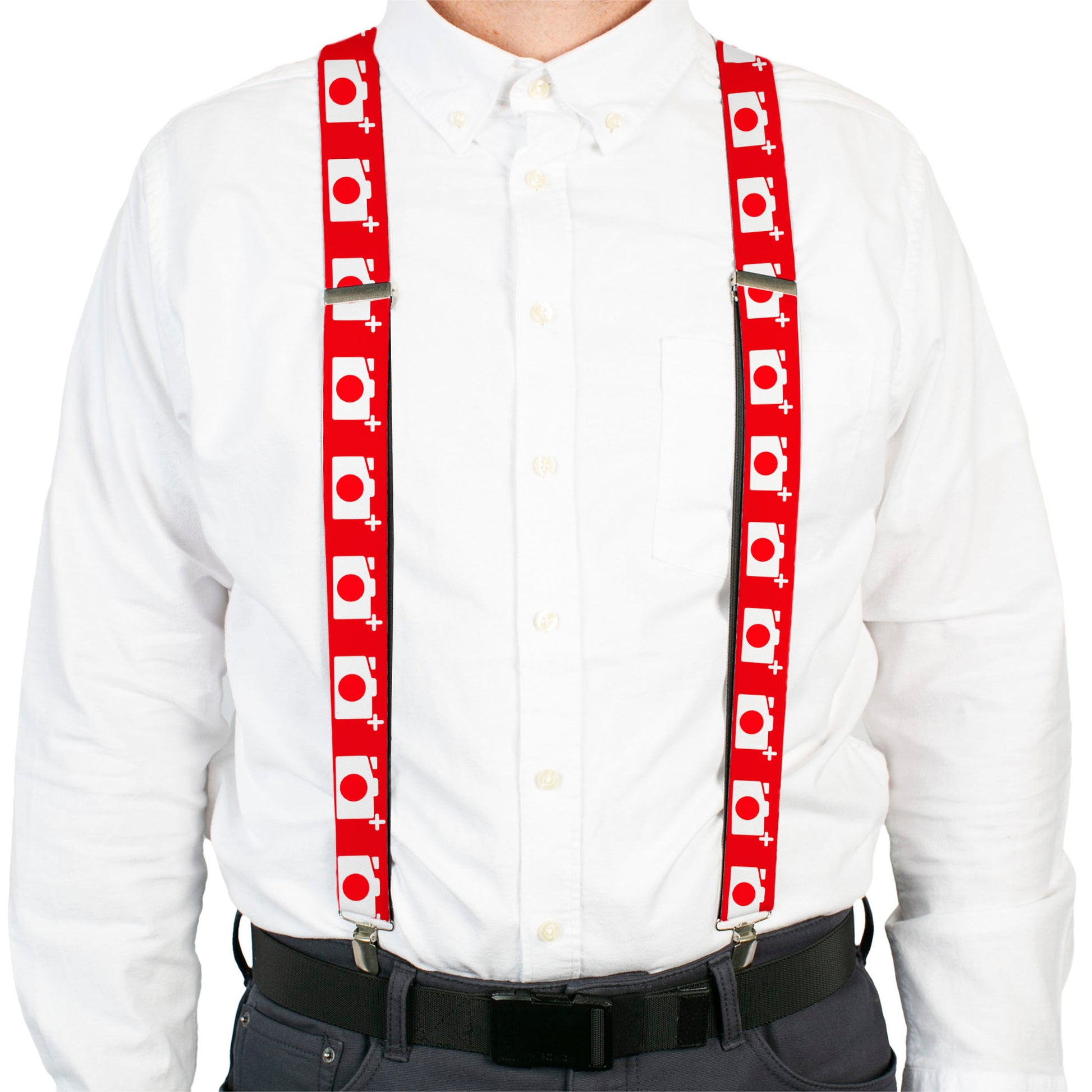 Suspenders - Camera Red/White Suspenders Buckle-Down