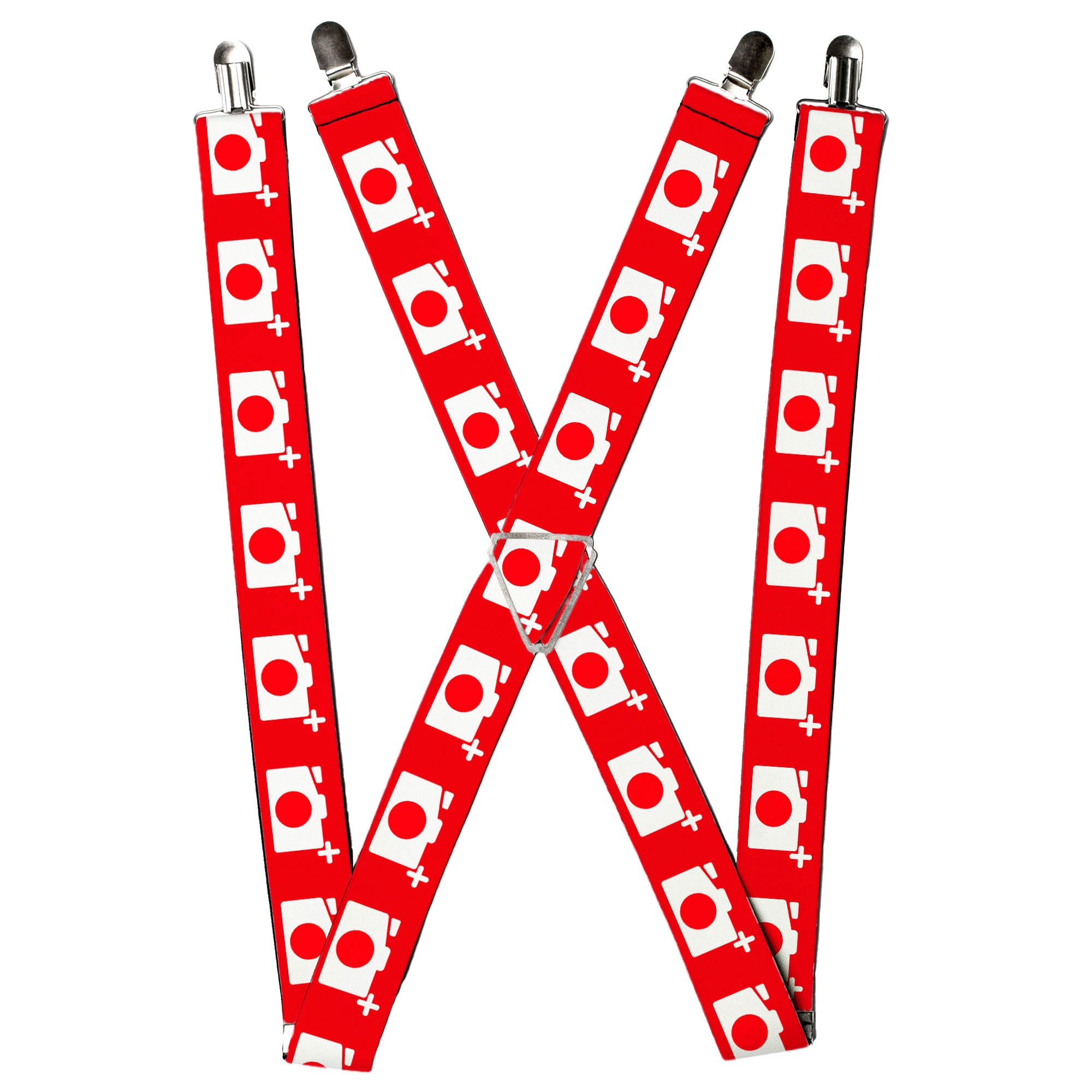 Suspenders - Camera Red/White Suspenders Buckle-Down