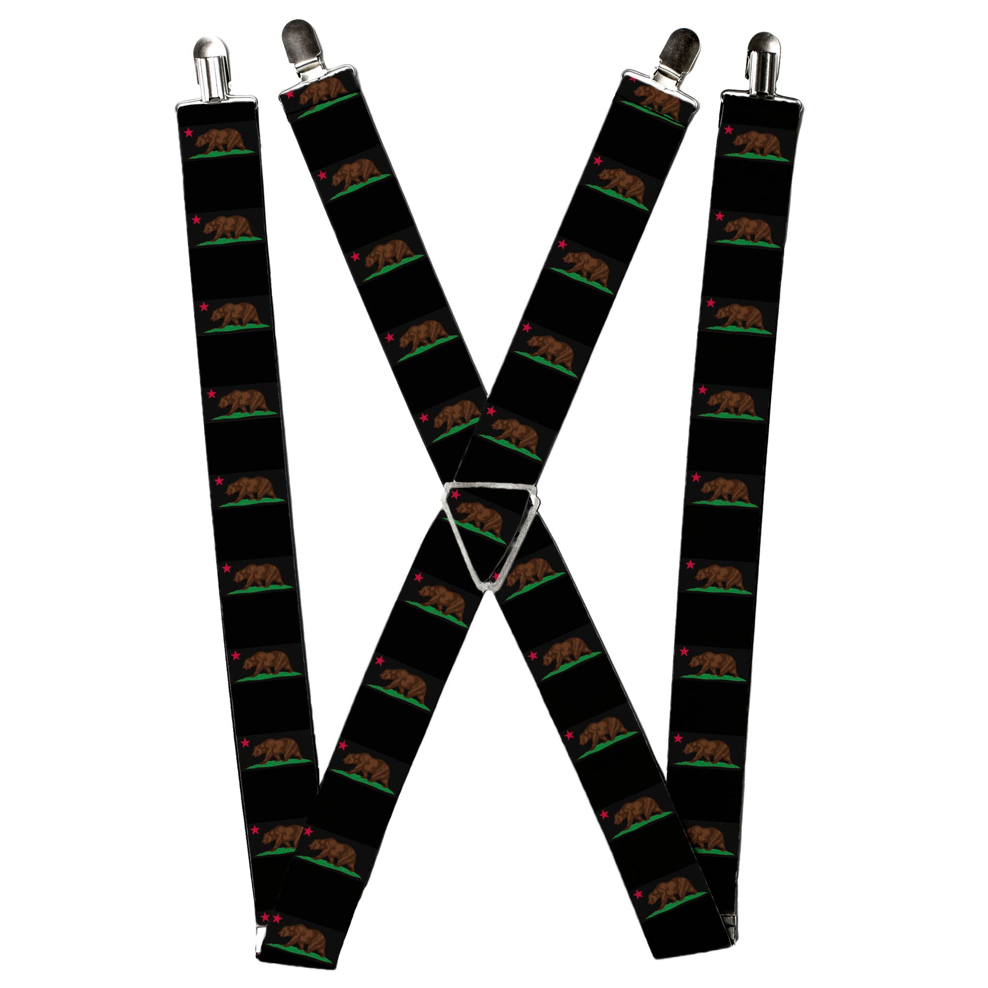 Suspenders - California Flag Bear Black Suspenders Buckle-Down