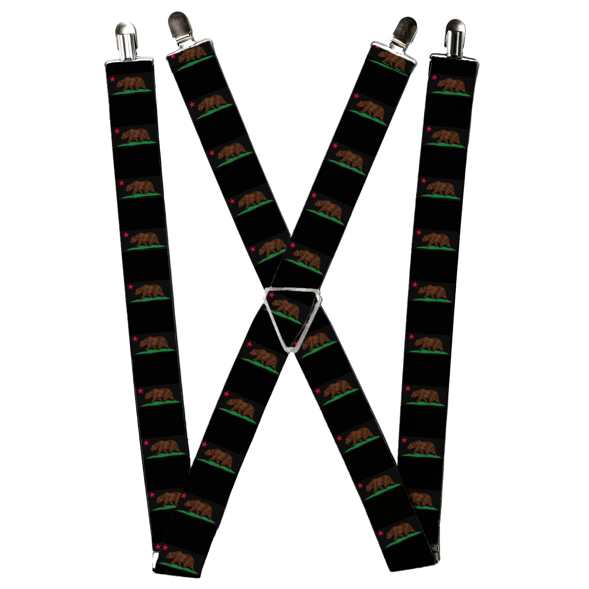 Suspenders - California Flag Bear Black Suspenders Buckle-Down