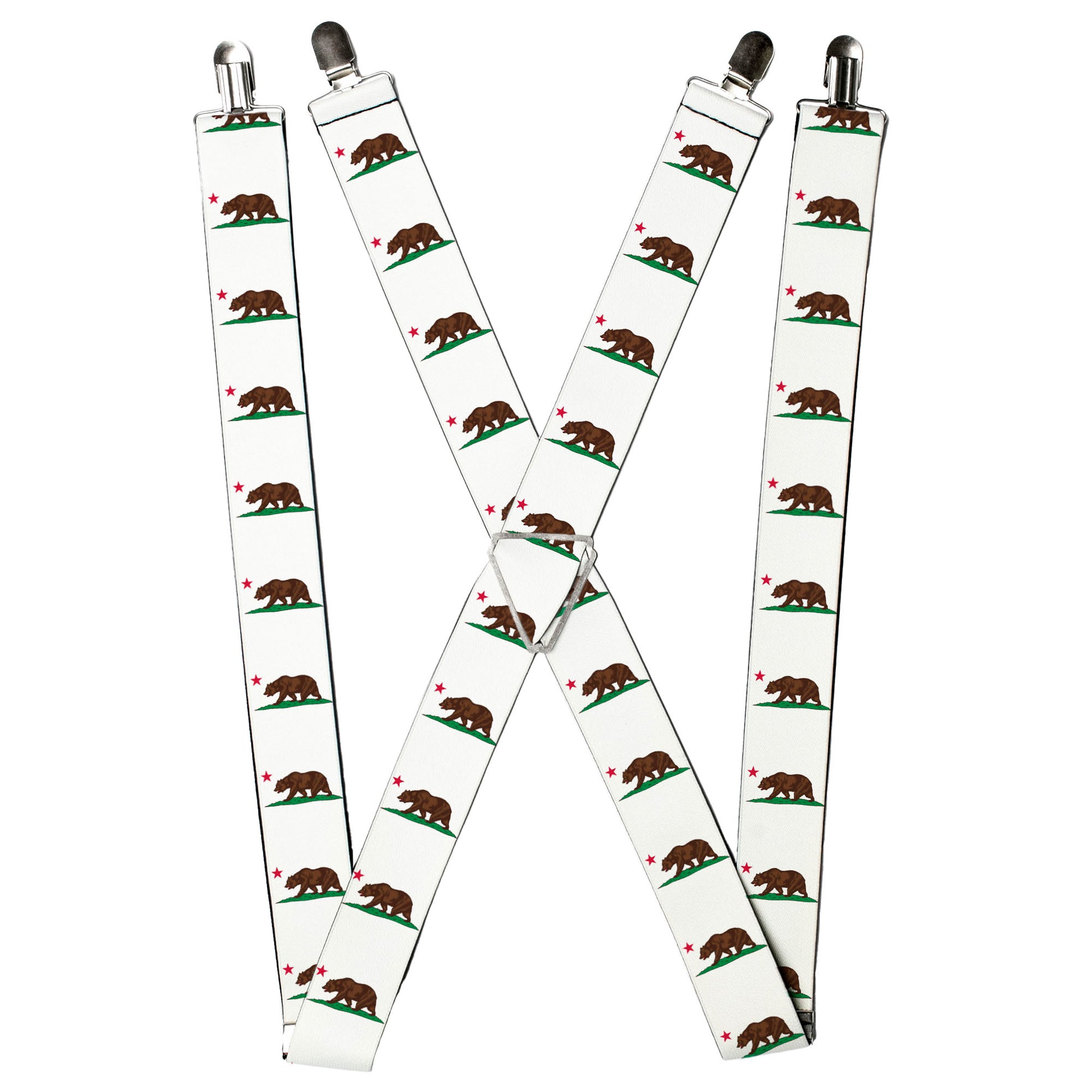 Suspenders - Cali Bear White Suspenders Buckle-Down