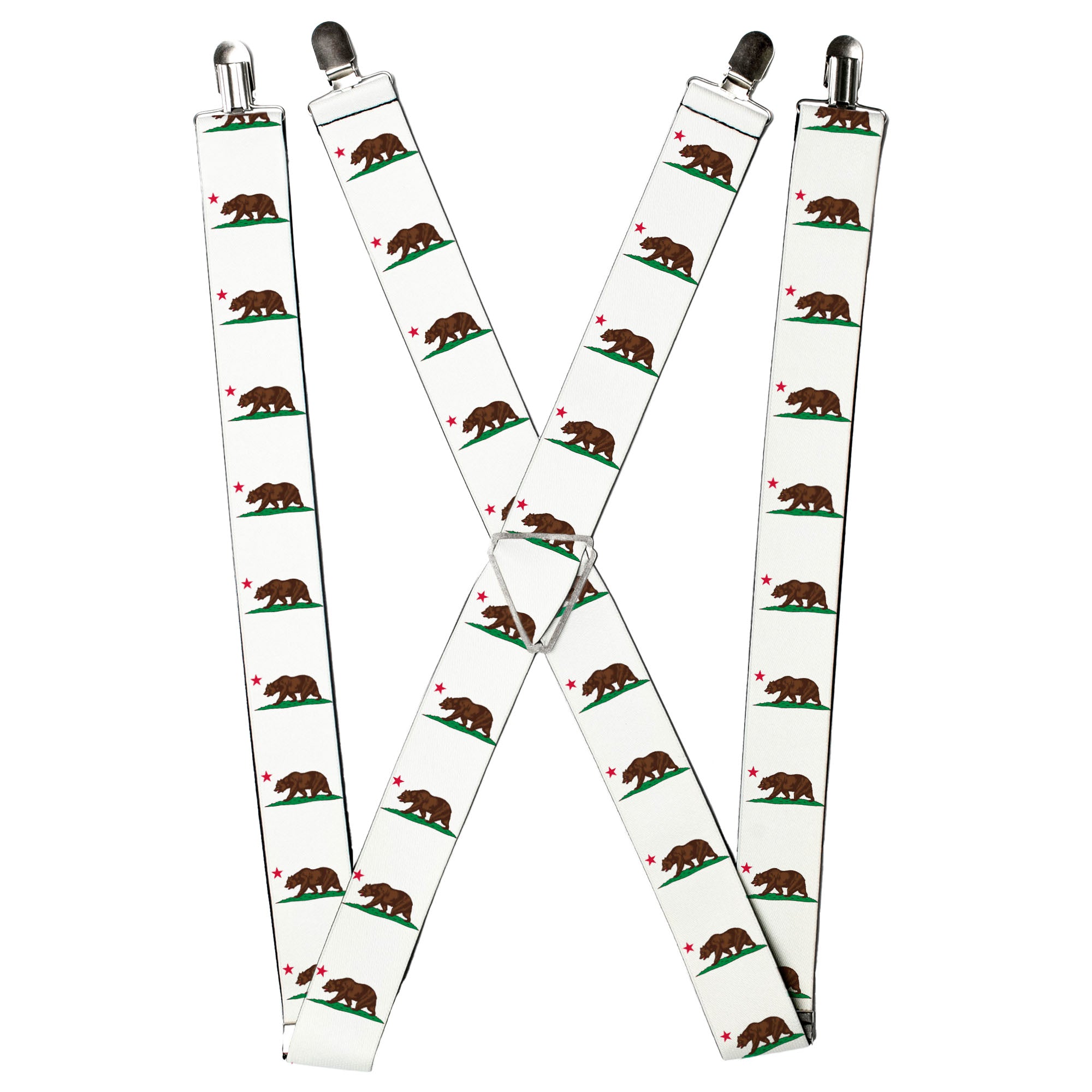 Suspenders - Cali Bear White Suspenders Buckle-Down