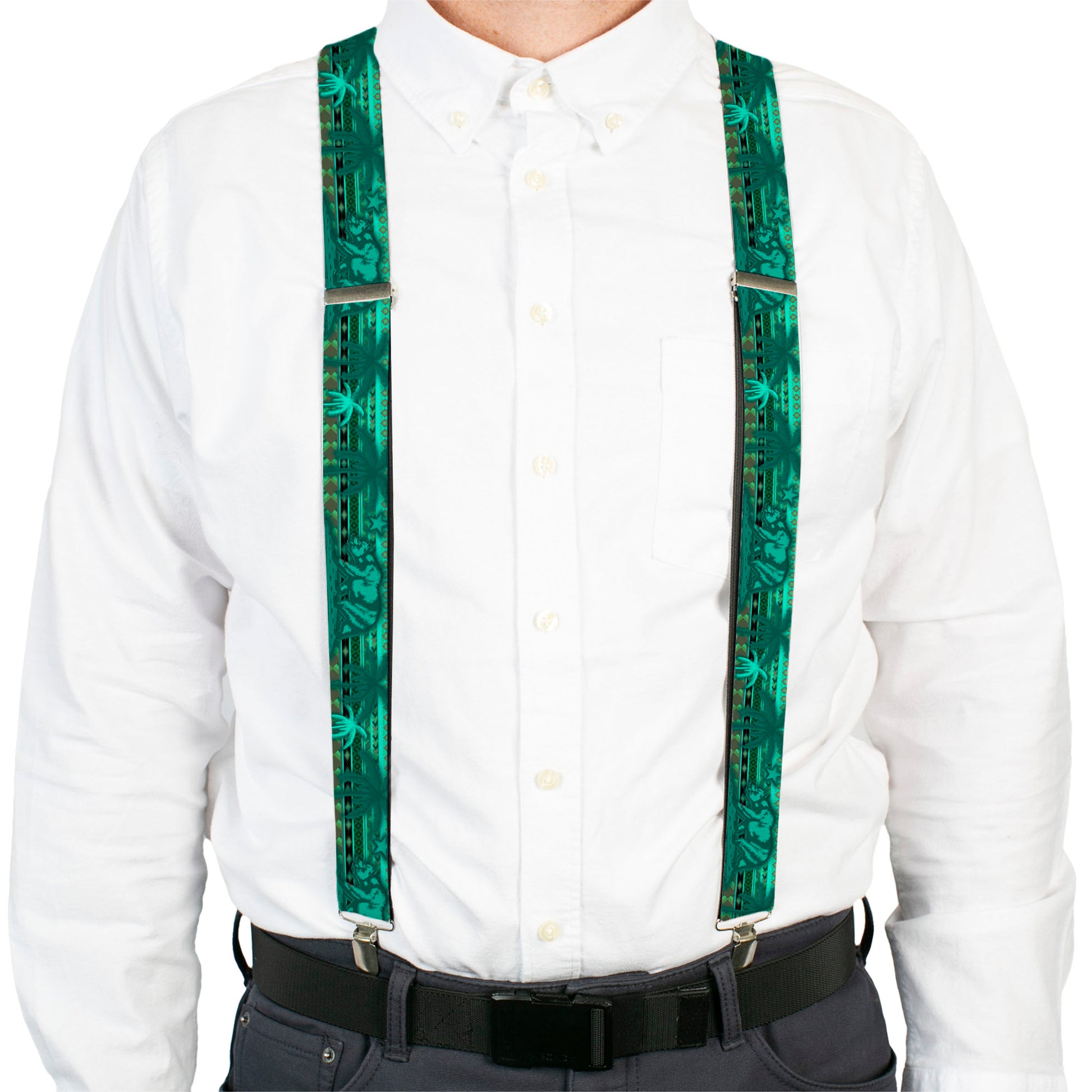 Suspenders - Cali Bear/Palm Trees/Geometric Green Suspenders Buckle-Down
