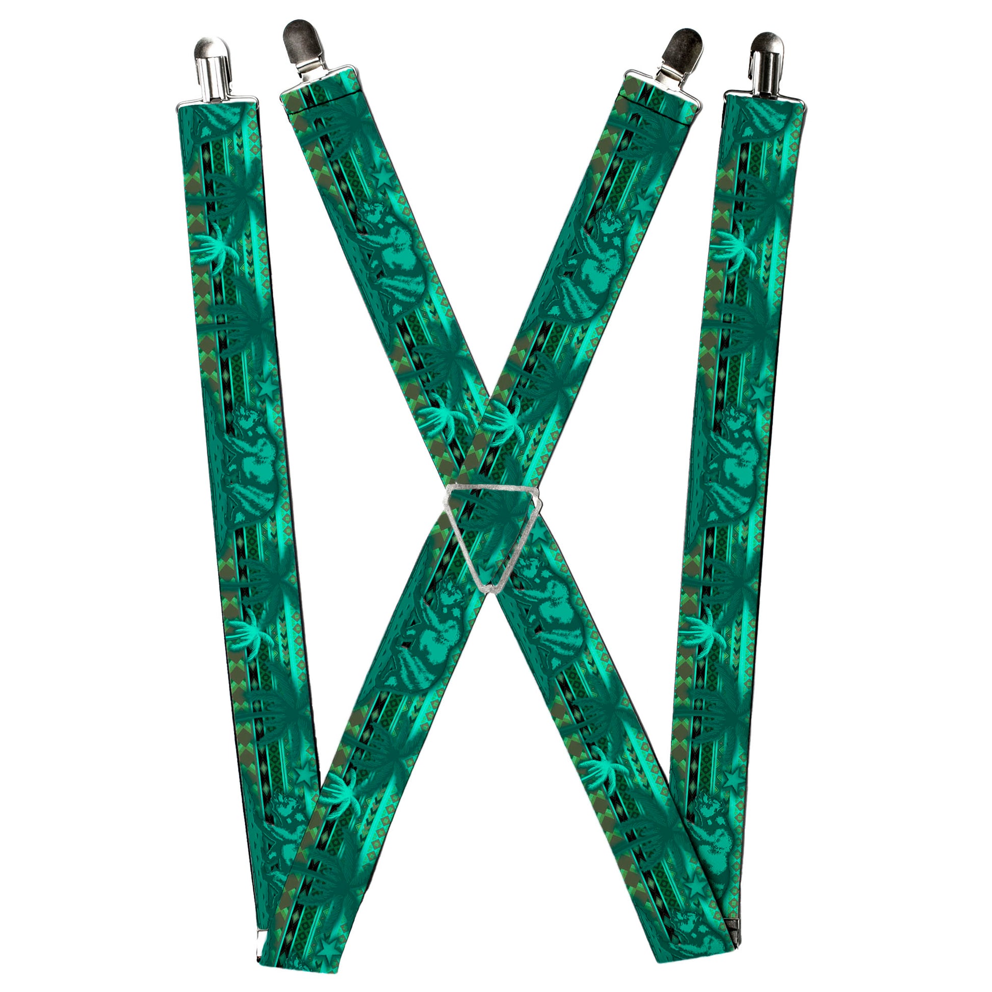 Suspenders - Cali Bear/Palm Trees/Geometric Green Suspenders Buckle-Down