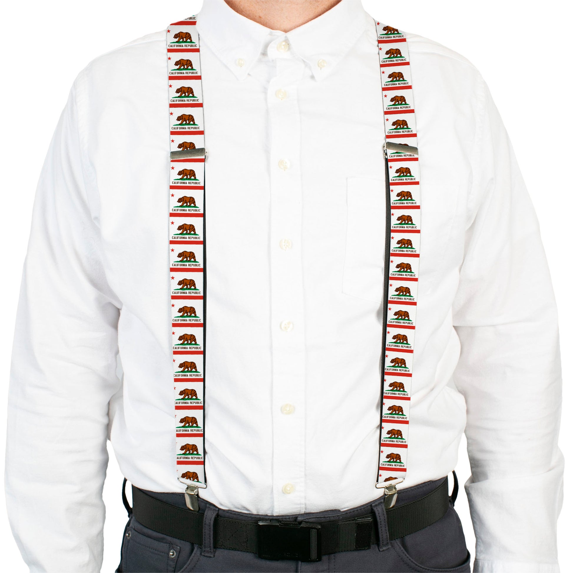 Suspenders - California State Flag White Suspenders Buckle-Down