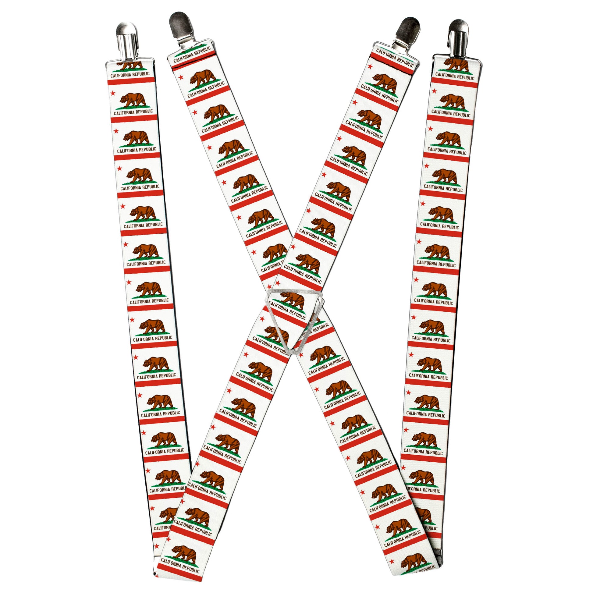 Suspenders - California State Flag White Suspenders Buckle-Down