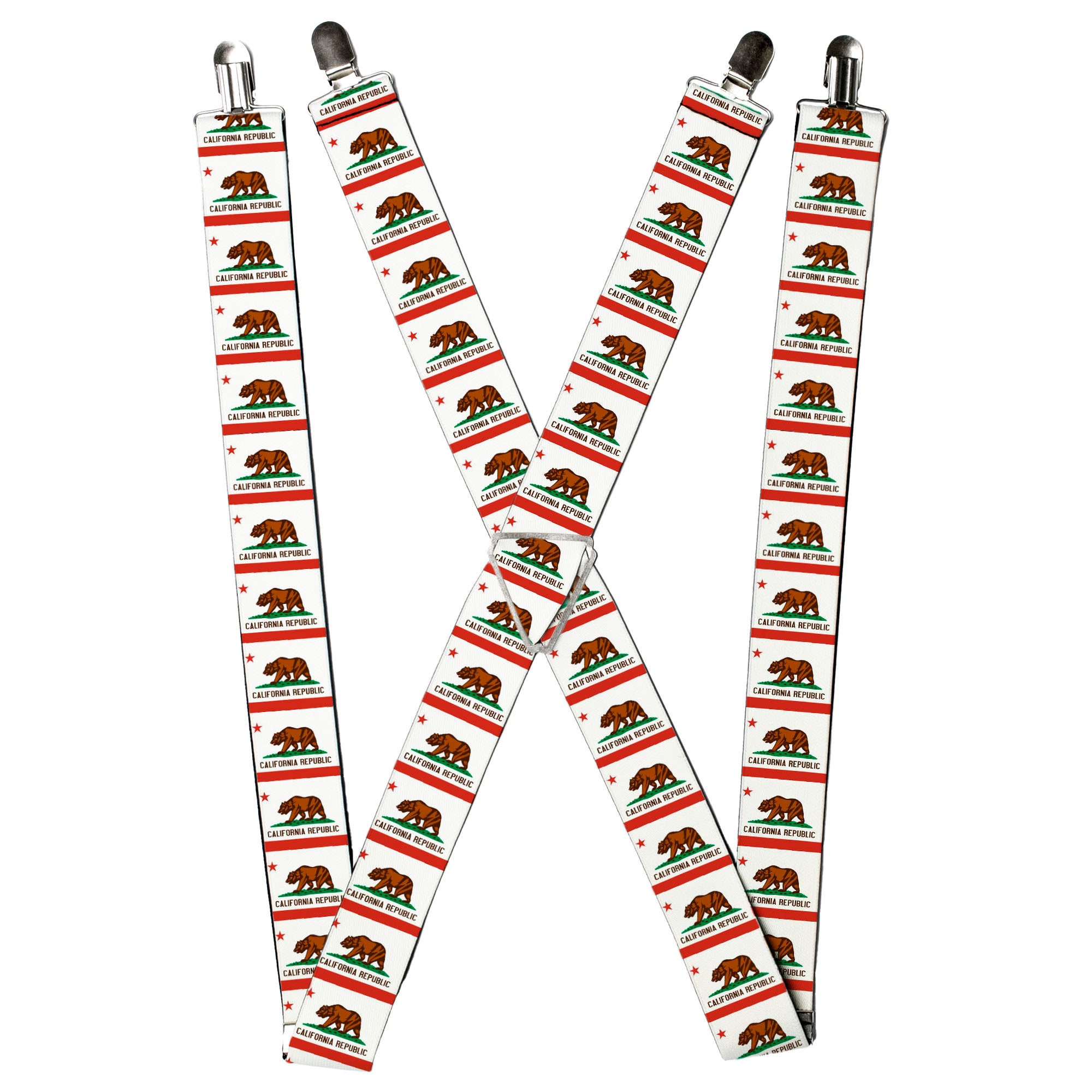 Suspenders - California State Flag White Suspenders Buckle-Down