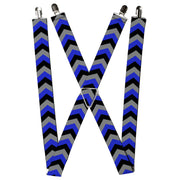 Suspenders - 1.5" - Chevron Blue/Black/Gray Suspenders Buckle-Down
