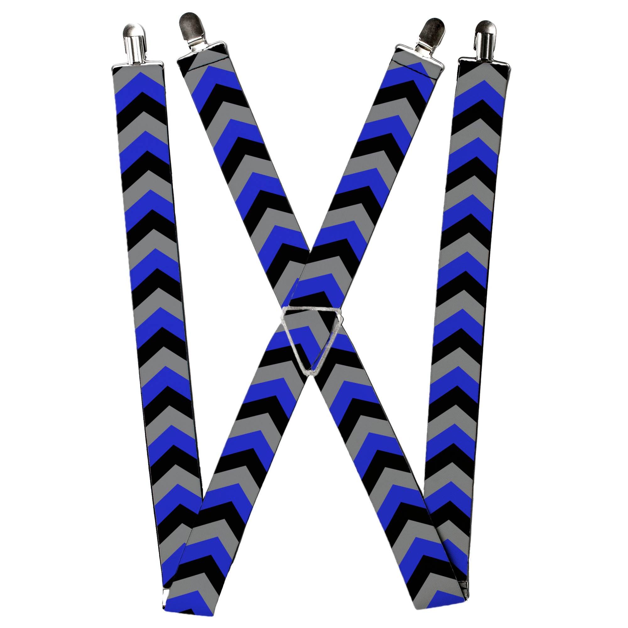 Suspenders - 1.5" - Chevron Blue/Black/Gray Suspenders Buckle-Down