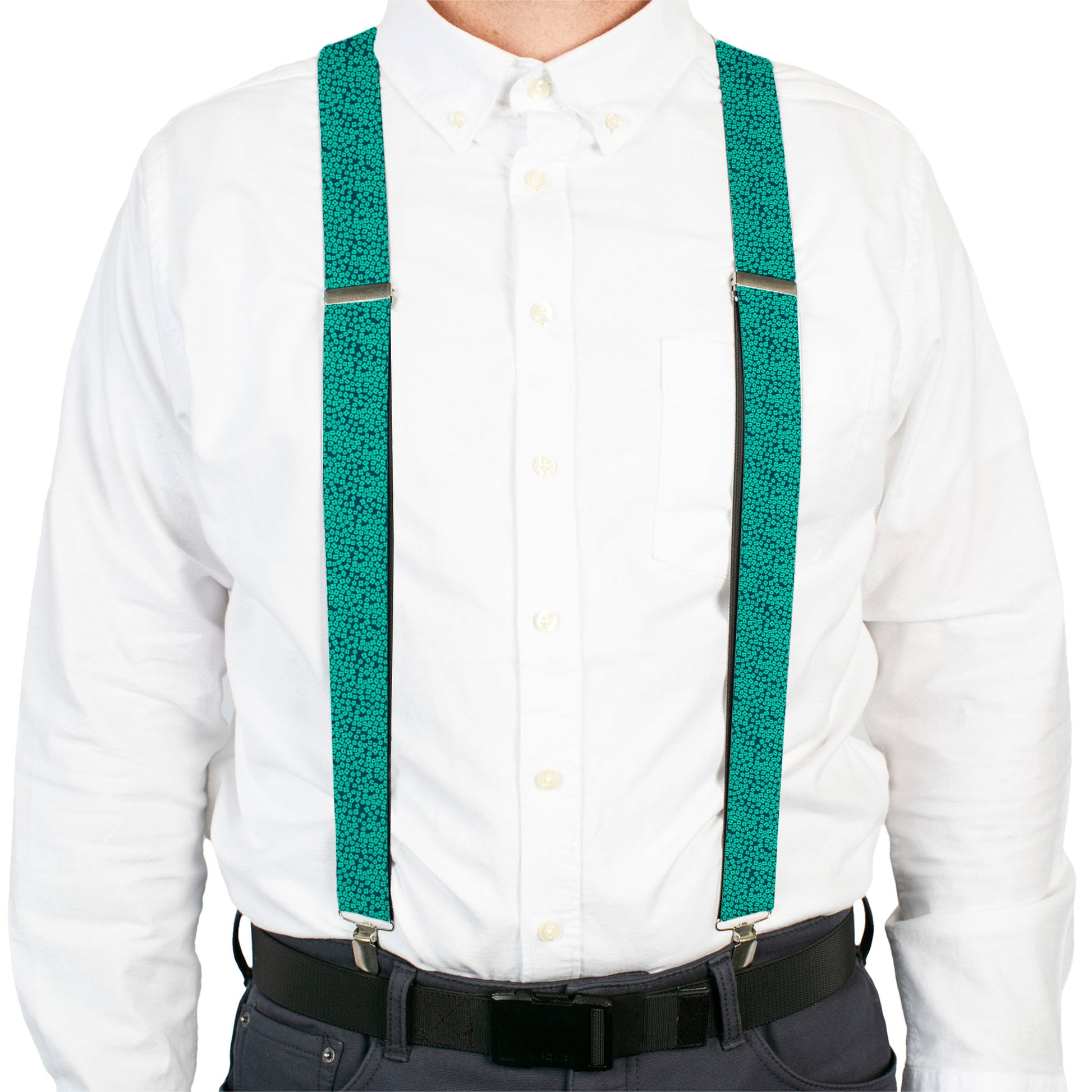 Suspenders - Ditsy Floral Teal/Light Teal/Teal Suspenders Buckle-Down