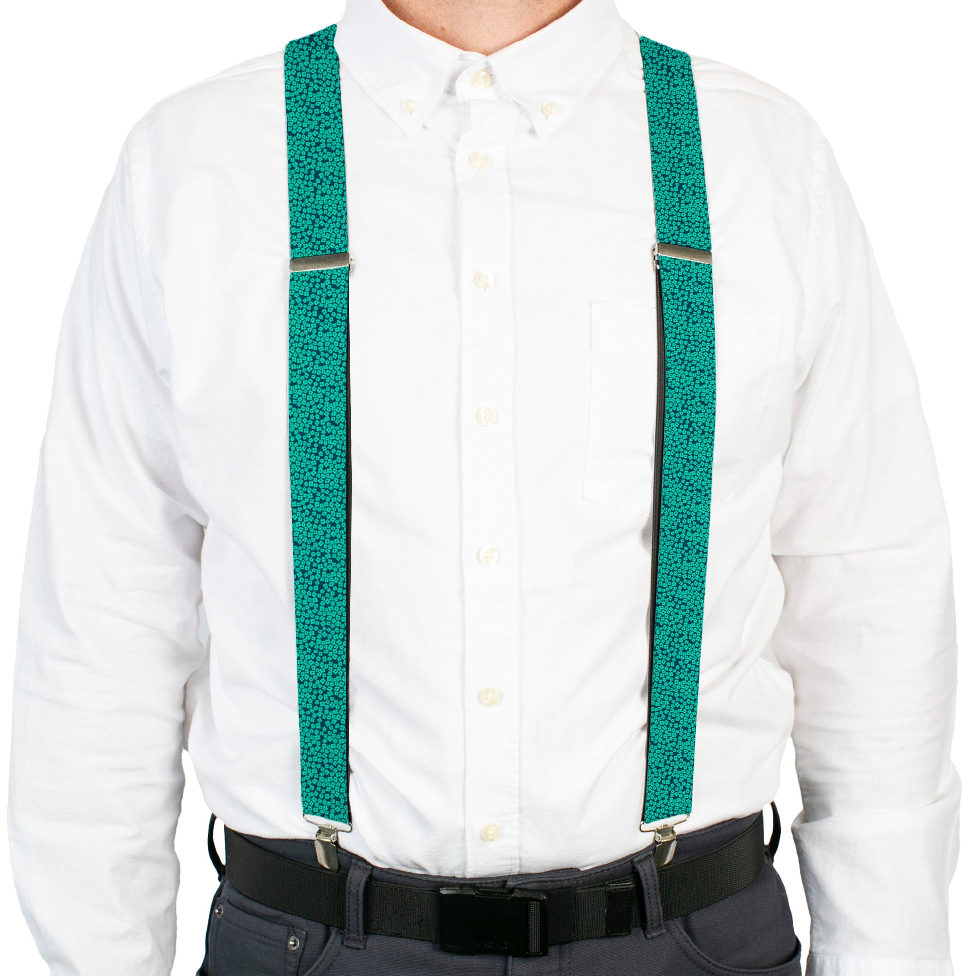 Suspenders - Ditsy Floral Teal/Light Teal/Teal Suspenders Buckle-Down