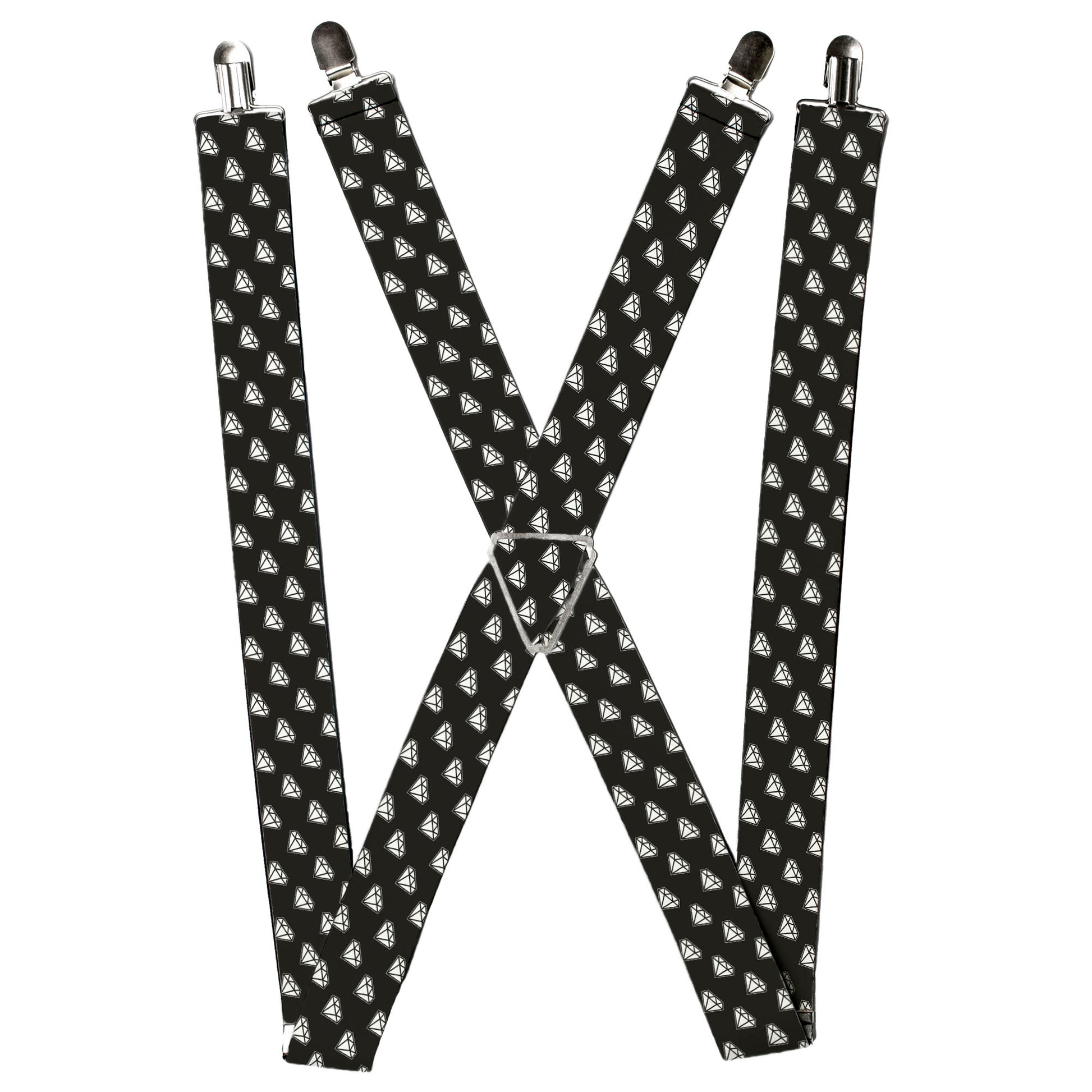 Suspenders - Diamonds Diagonal Black/White Suspenders Buckle-Down