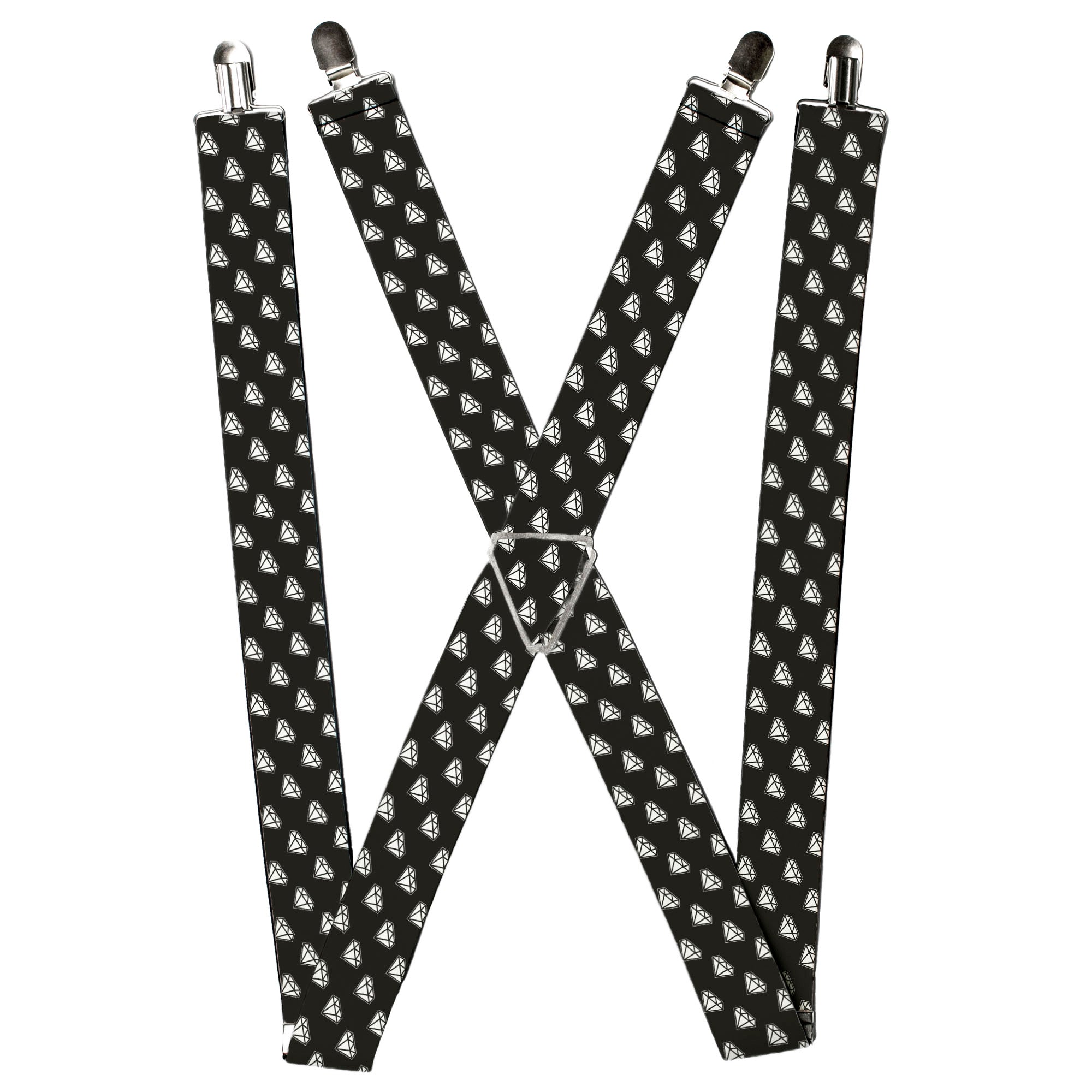 Suspenders - Diamonds Diagonal Black/White Suspenders Buckle-Down