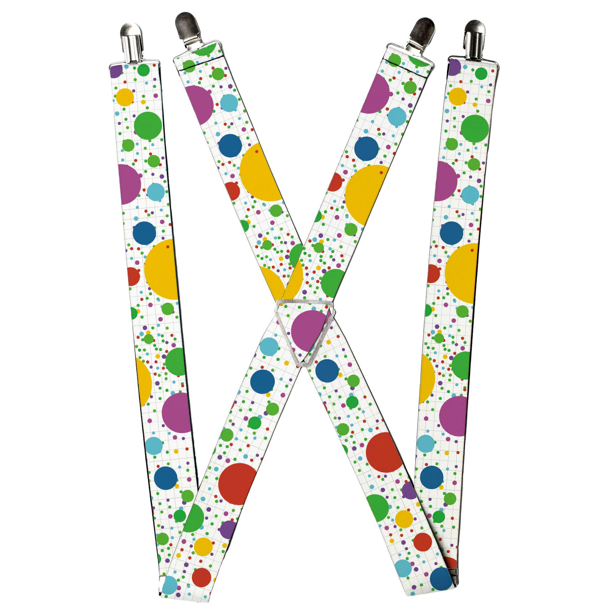 Suspenders - Dots/Grid3 White/Gray/Multi Color Suspenders Buckle-Down