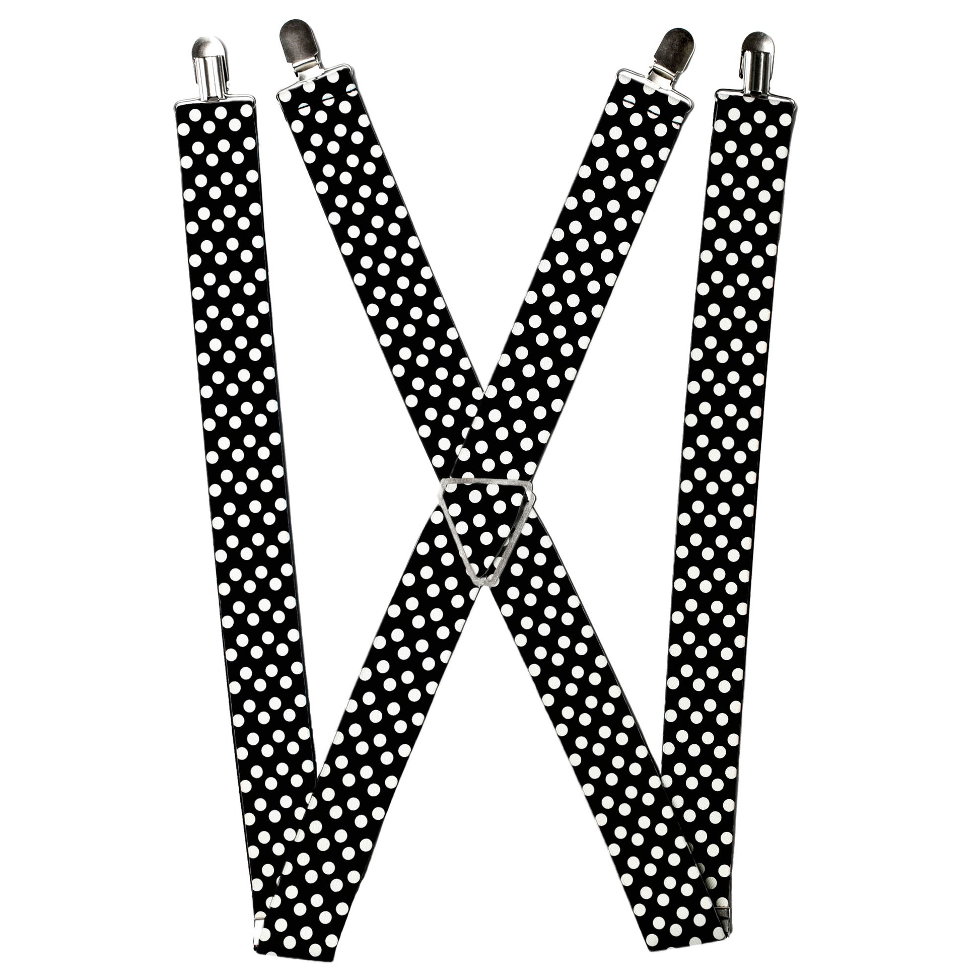 Suspenders - Micro Polka Dots2 Black/White Suspenders Buckle-Down