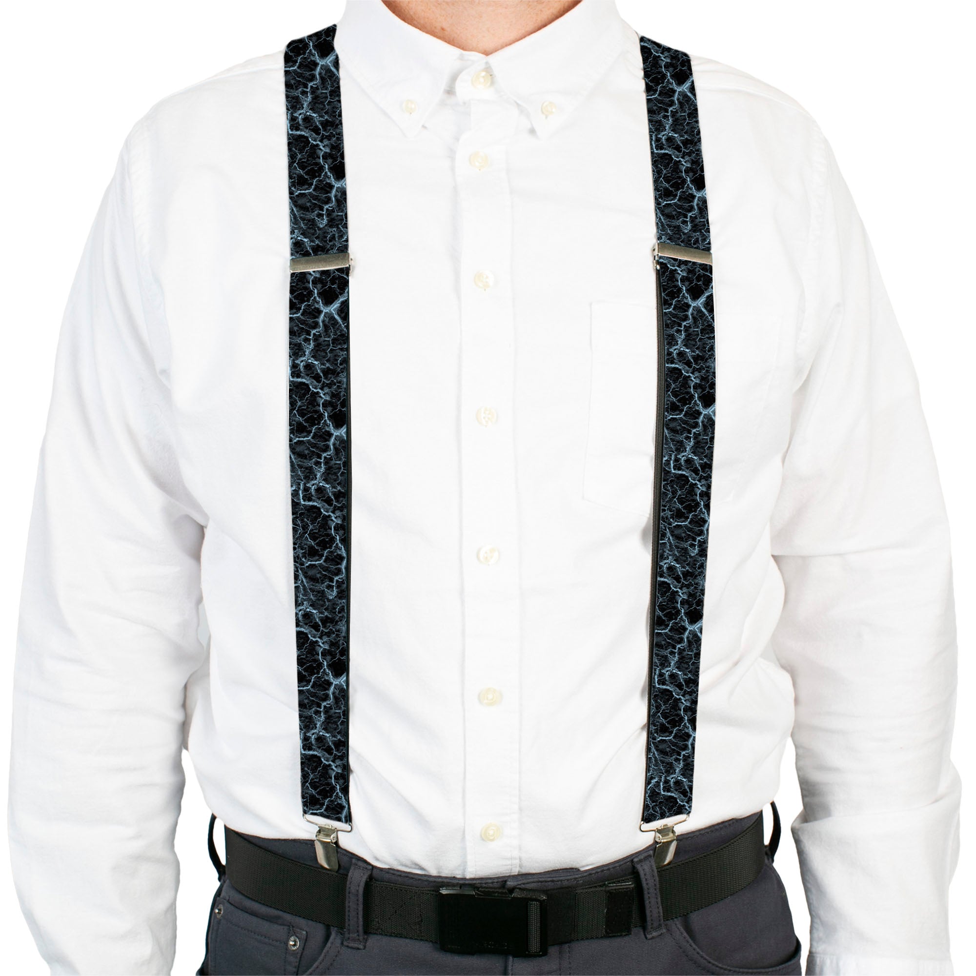 Suspenders - Marble Black/Baby Blue Suspenders Buckle-Down