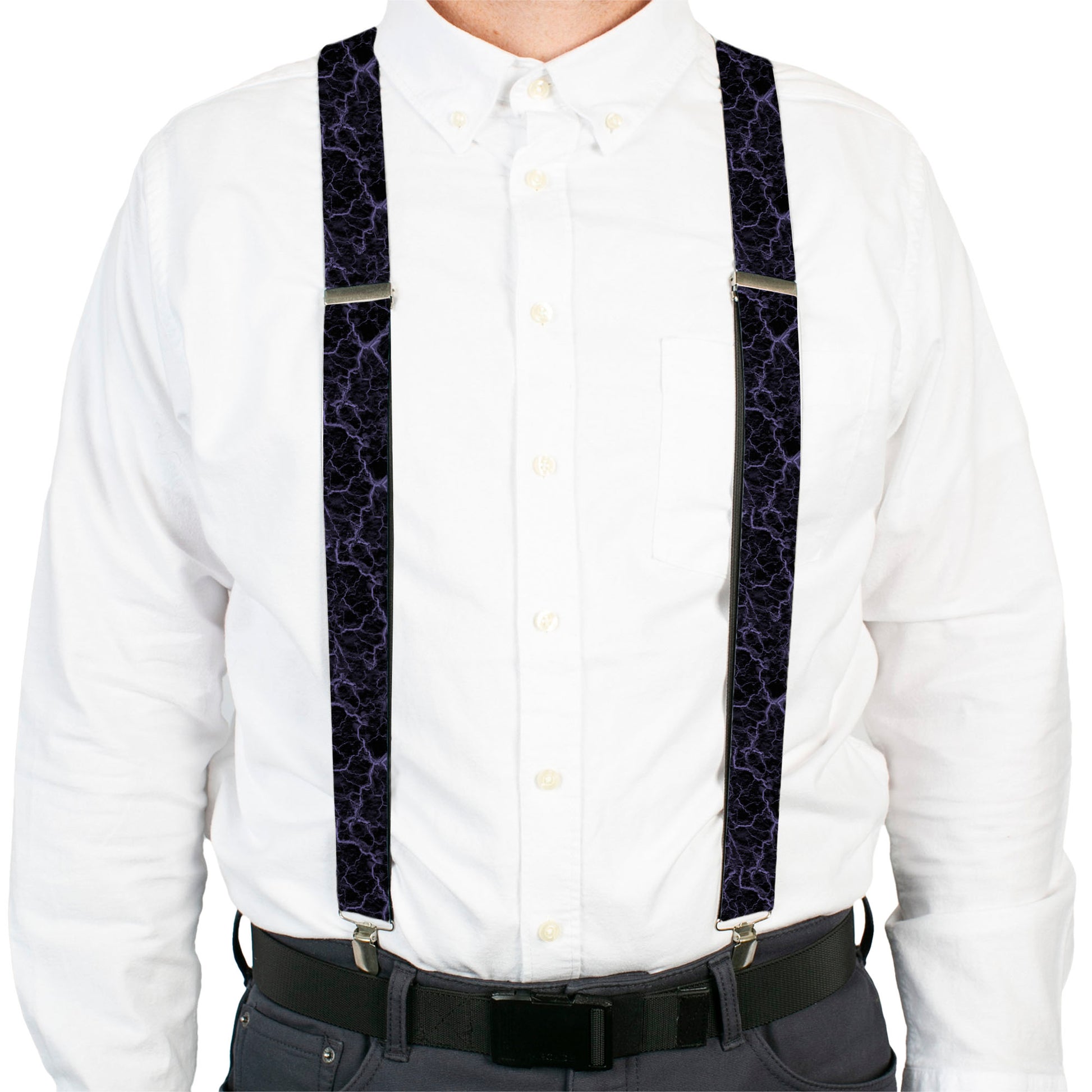 Suspenders - Marble Black/Purple Suspenders Buckle-Down