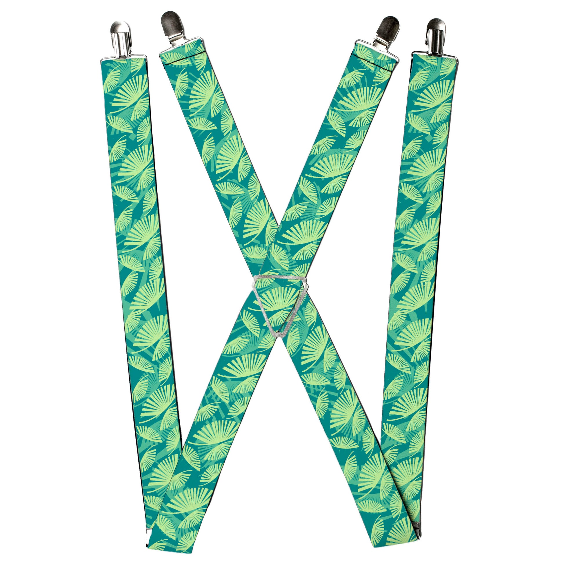 Suspenders - Palm Leaves Stacked Pastel Greens Suspenders Buckle-Down