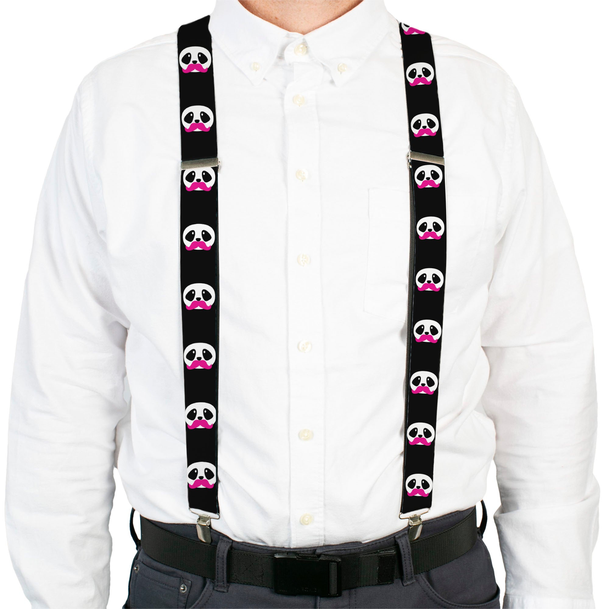 Suspenders - Panda Face w/Pink Mustache Suspenders Buckle-Down
