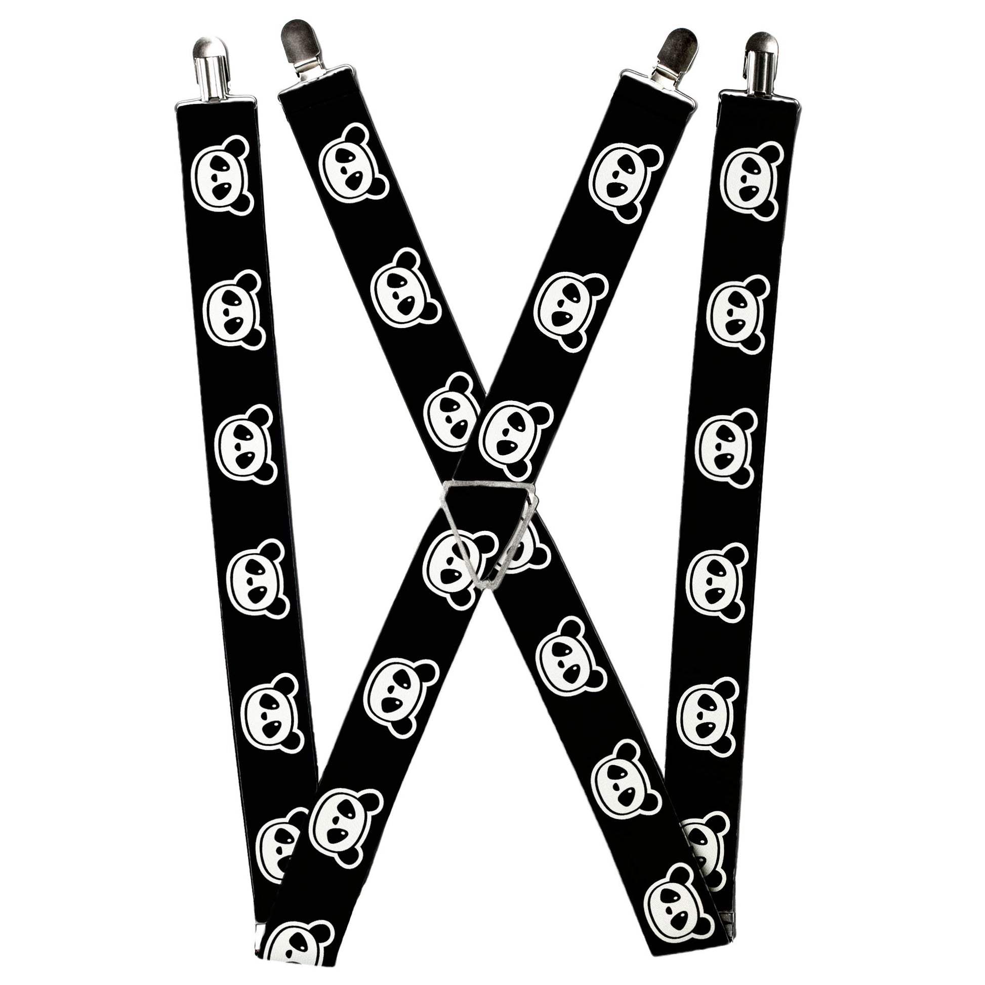 Suspenders - Panda Bear Cartoon2 Black/White Suspenders Buckle-Down