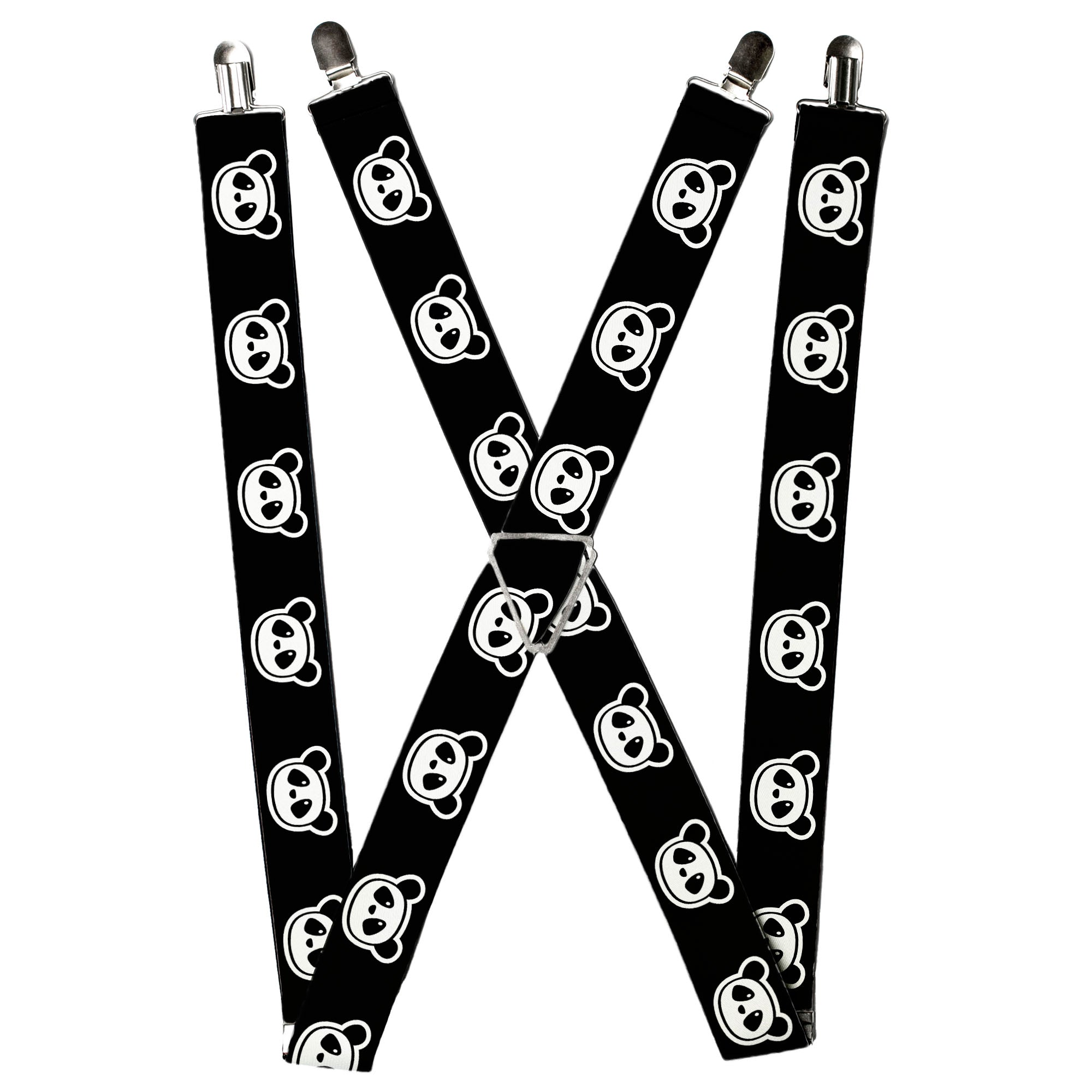 Suspenders - Panda Bear Cartoon2 Black/White Suspenders Buckle-Down