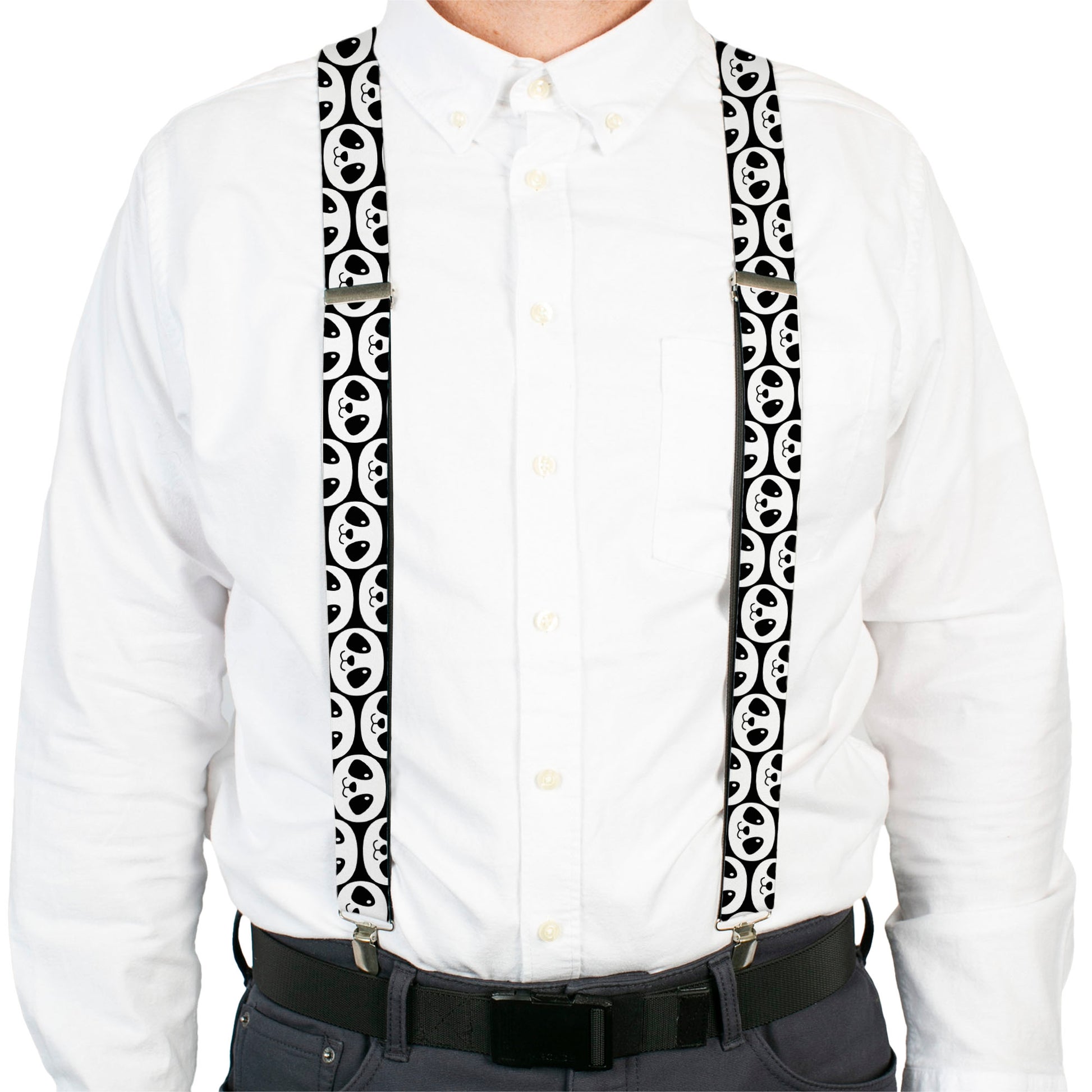 Suspenders - Smiling Panda Repeat Black/White Suspenders Buckle-Down