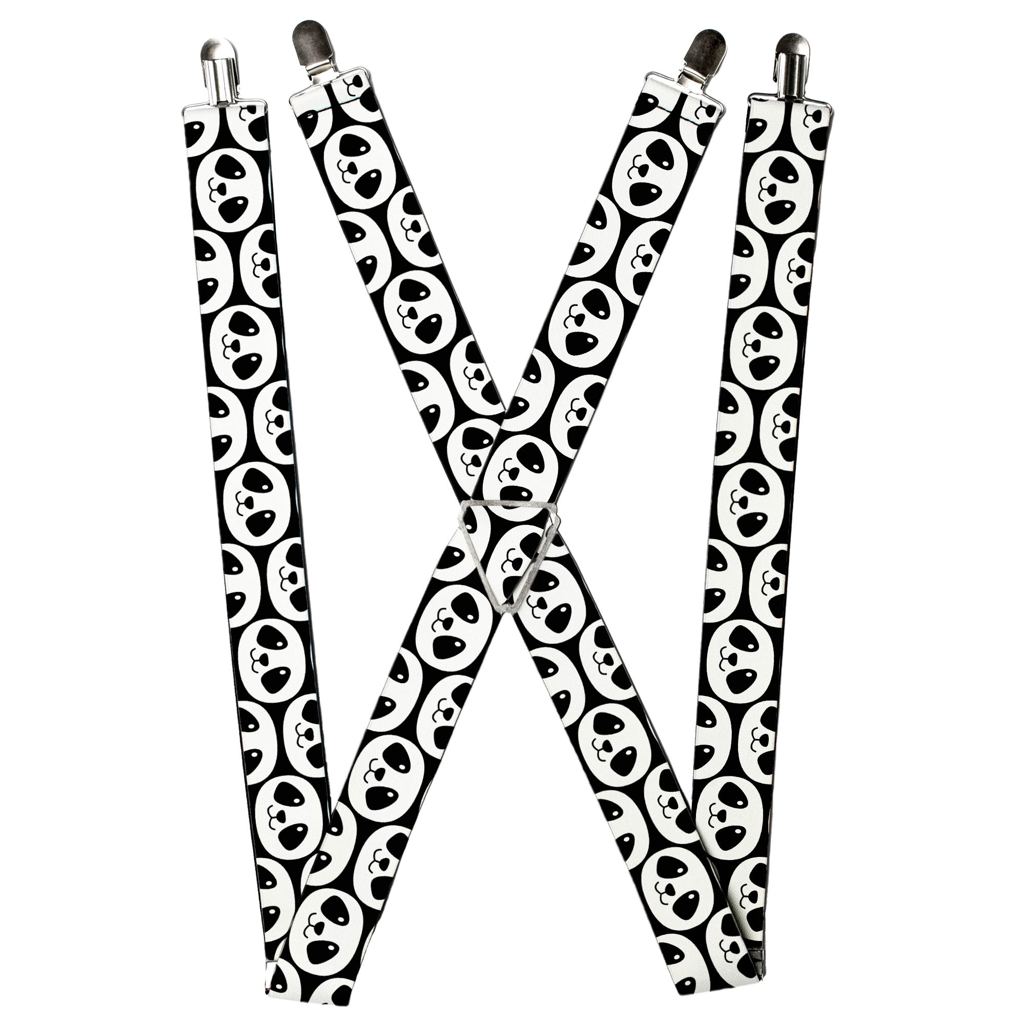 Suspenders - Smiling Panda Repeat Black/White Suspenders Buckle-Down