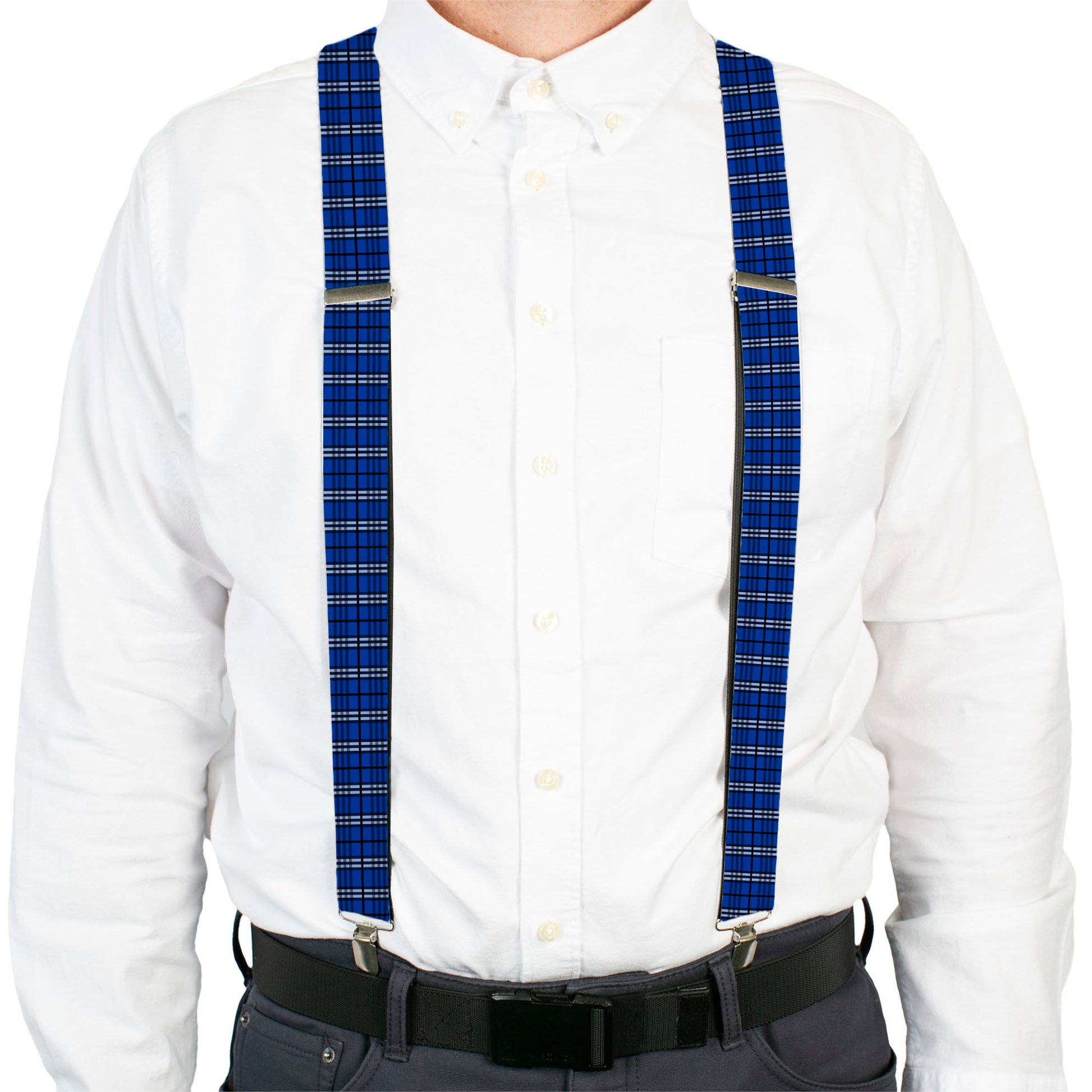 Suspenders - Plaid Navy Suspenders Buckle-Down