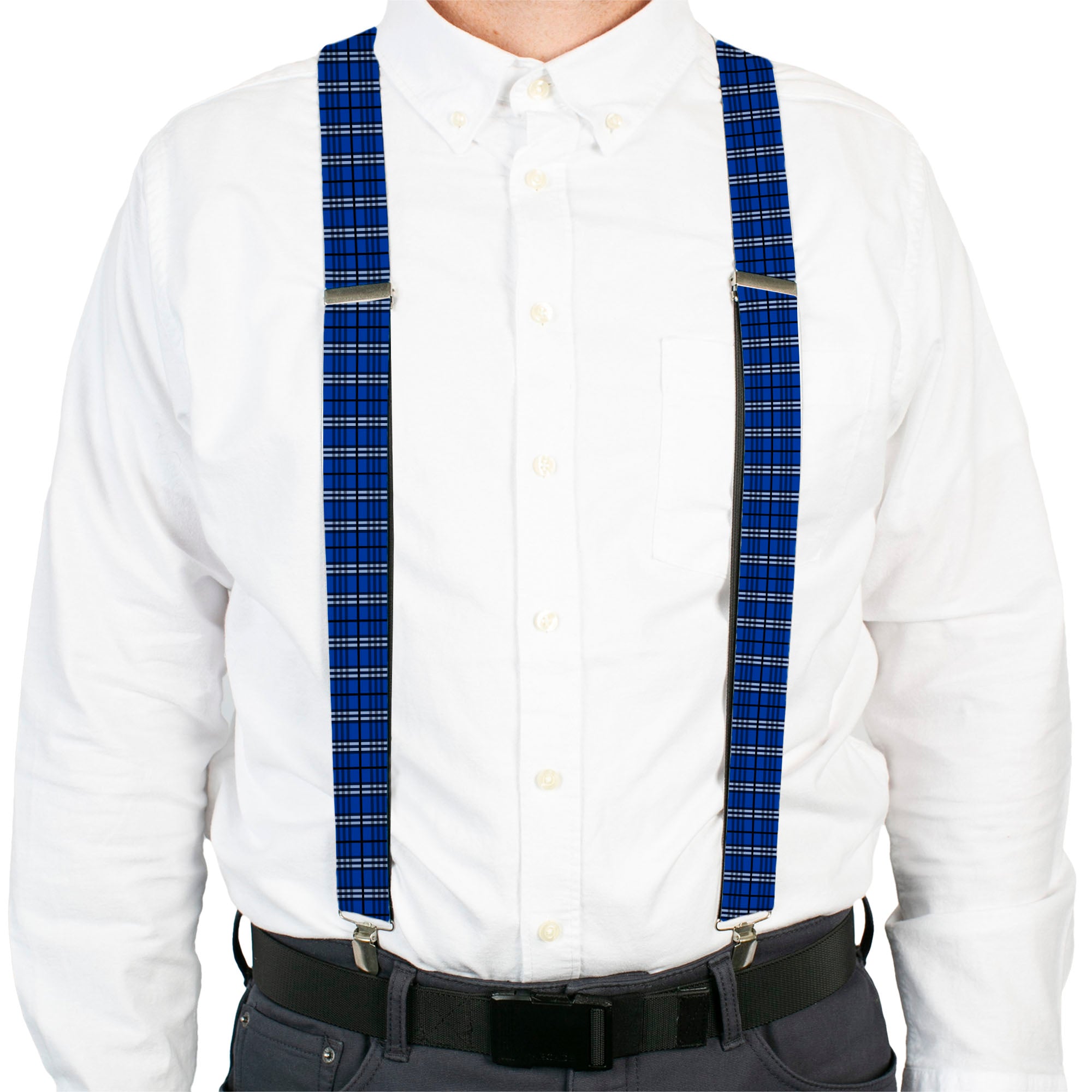 Suspenders - Plaid Navy Suspenders Buckle-Down