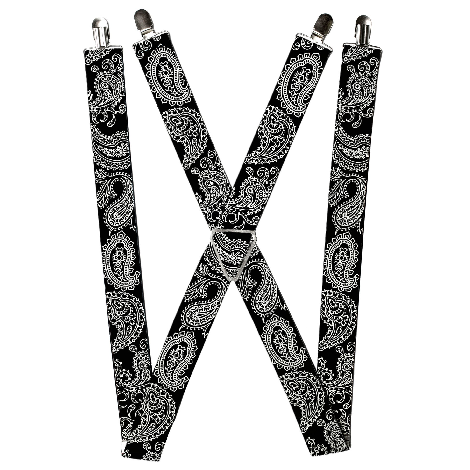 Suspenders - Paisley2 Black/White Suspenders Buckle-Down