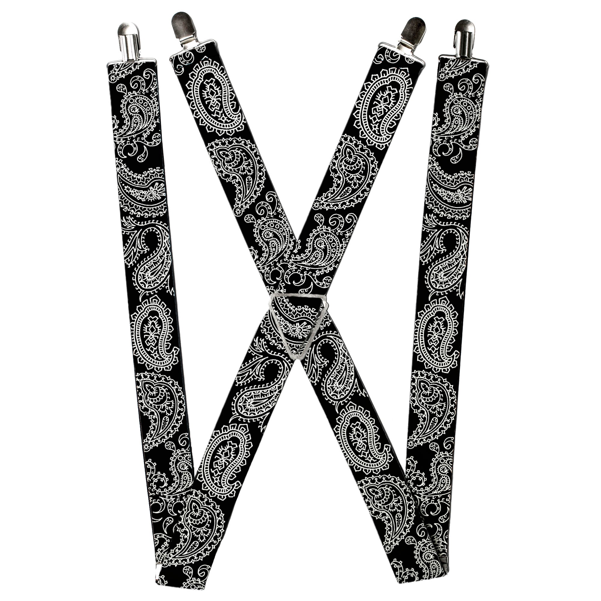 Suspenders - Paisley2 Black/White Suspenders Buckle-Down