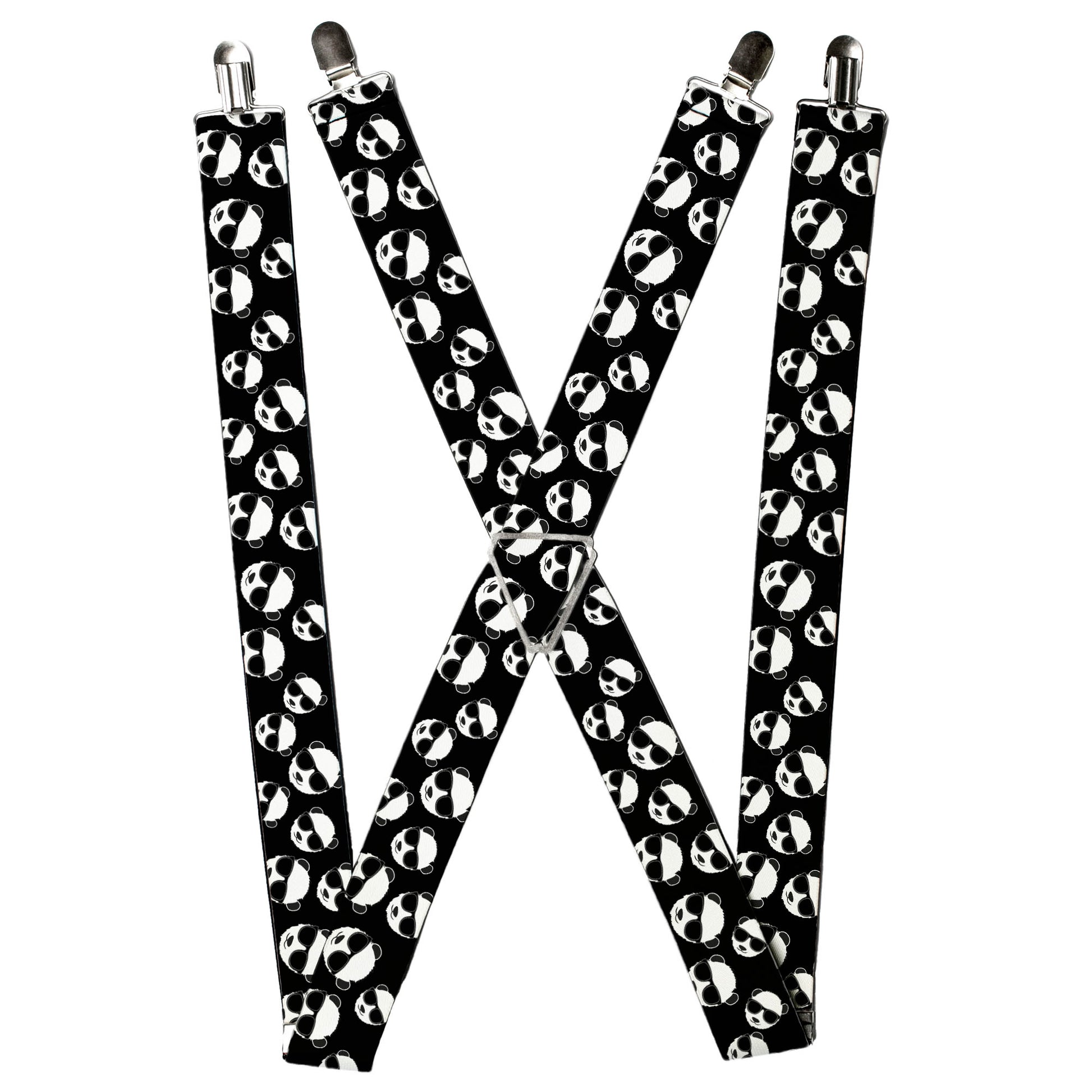 Suspenders - Multi Panda w/Sunglasses Black/White Suspenders Buckle-Down