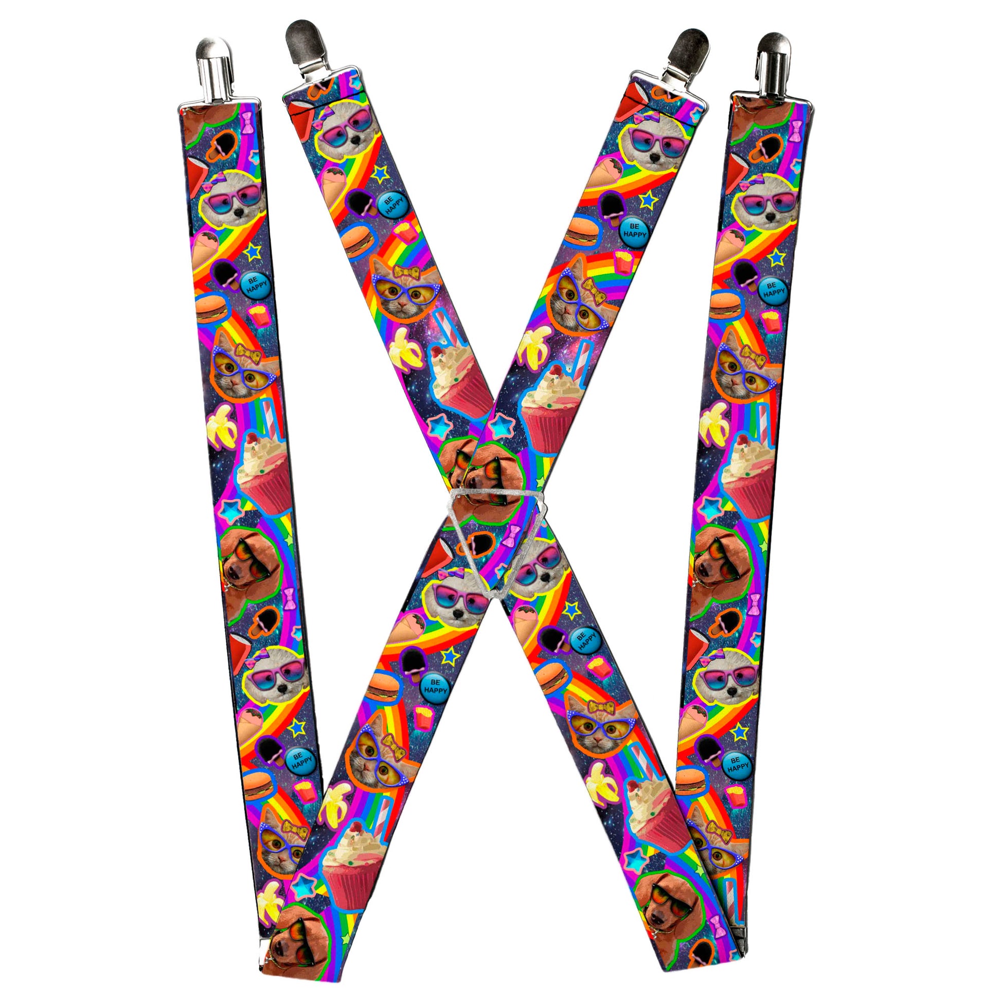 Suspenders - Pets & Snacks Rainbow Collage Suspenders Buckle-Down