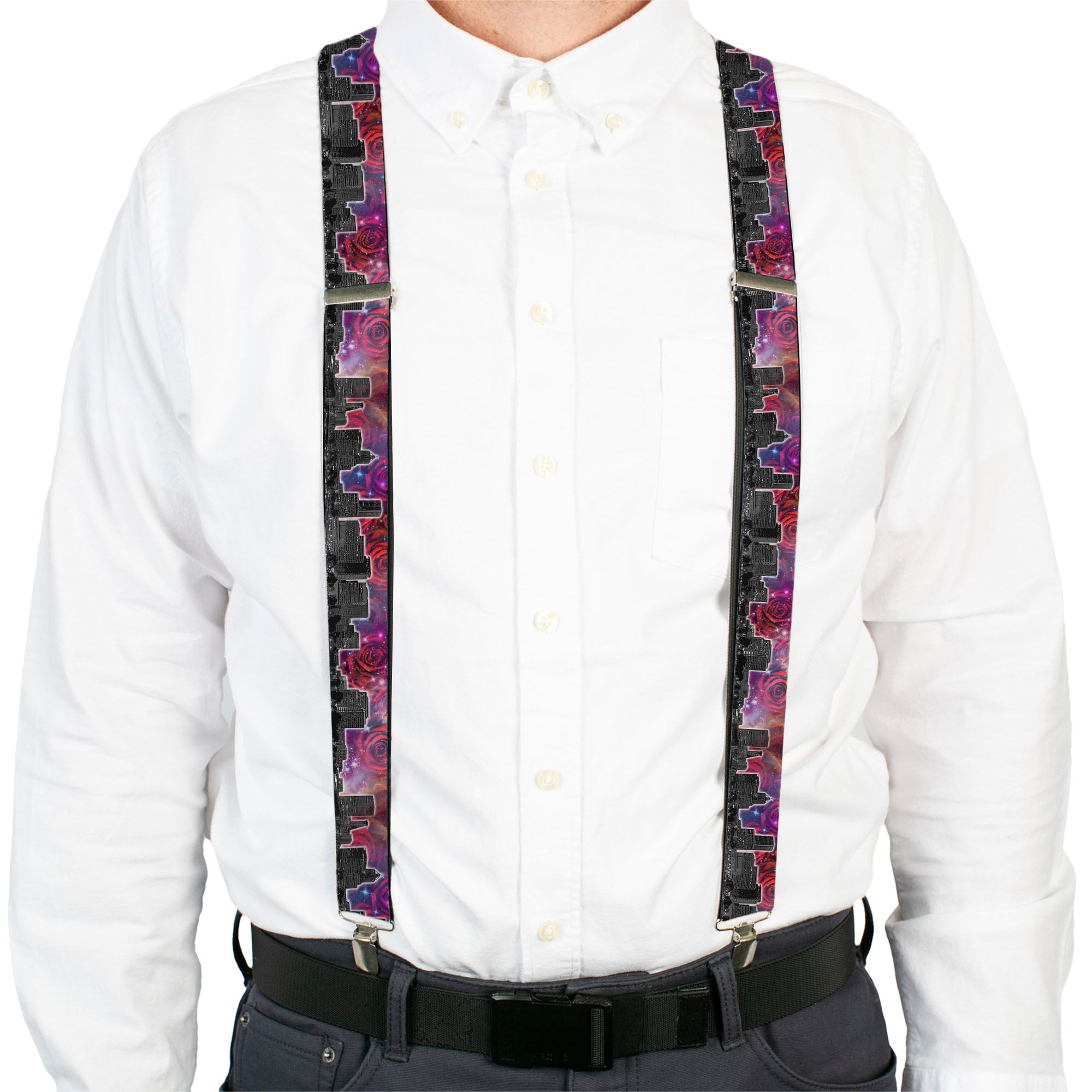 Suspenders - Portland Vivid Skyline Cosmic Roses Suspenders Buckle-Down