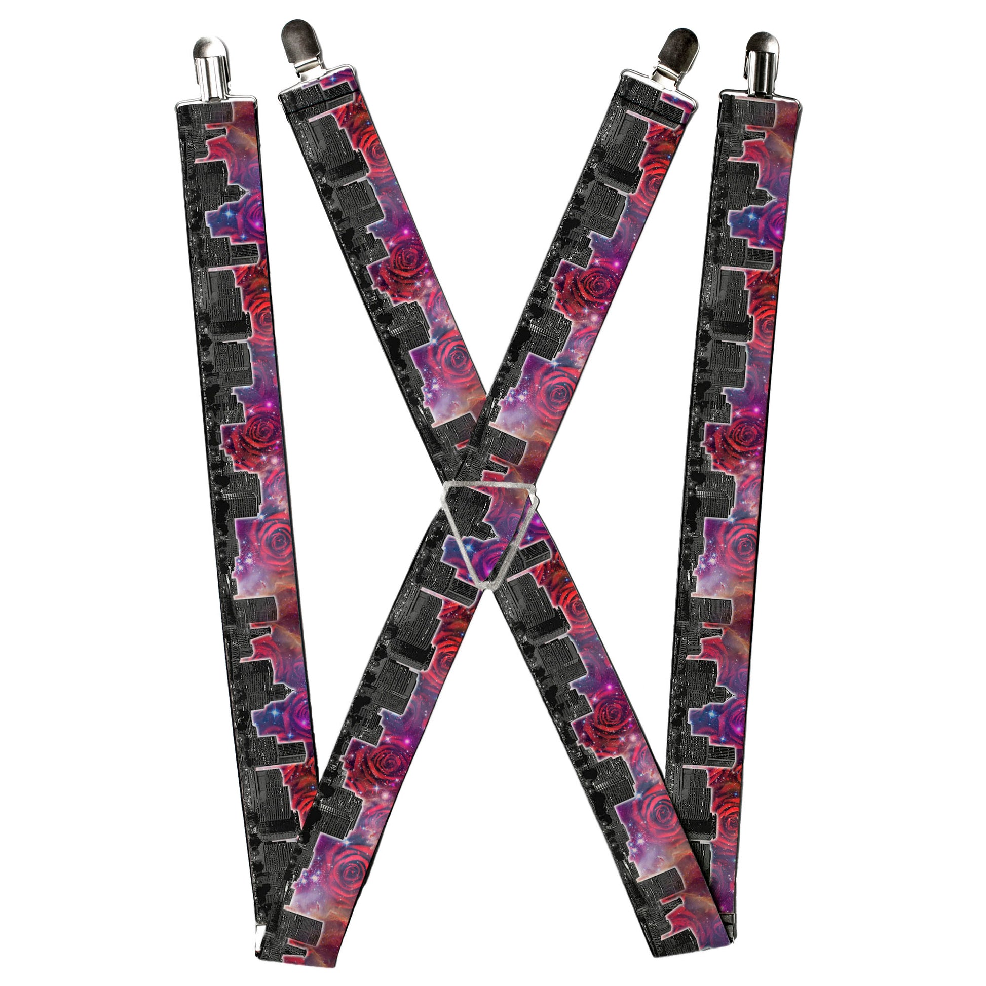 Suspenders - Portland Vivid Skyline Cosmic Roses Suspenders Buckle-Down