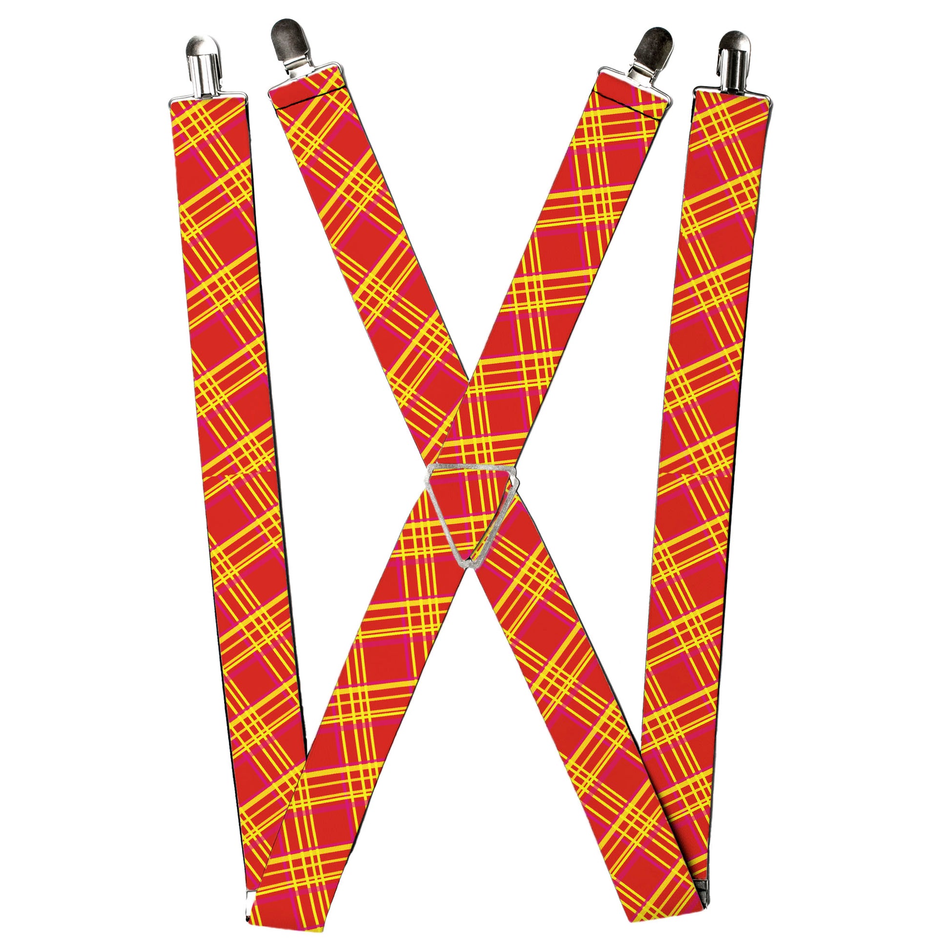 Suspenders - Plaid X4 Fluorescent Oranges/Pinks/Yellow Suspenders Buckle-Down