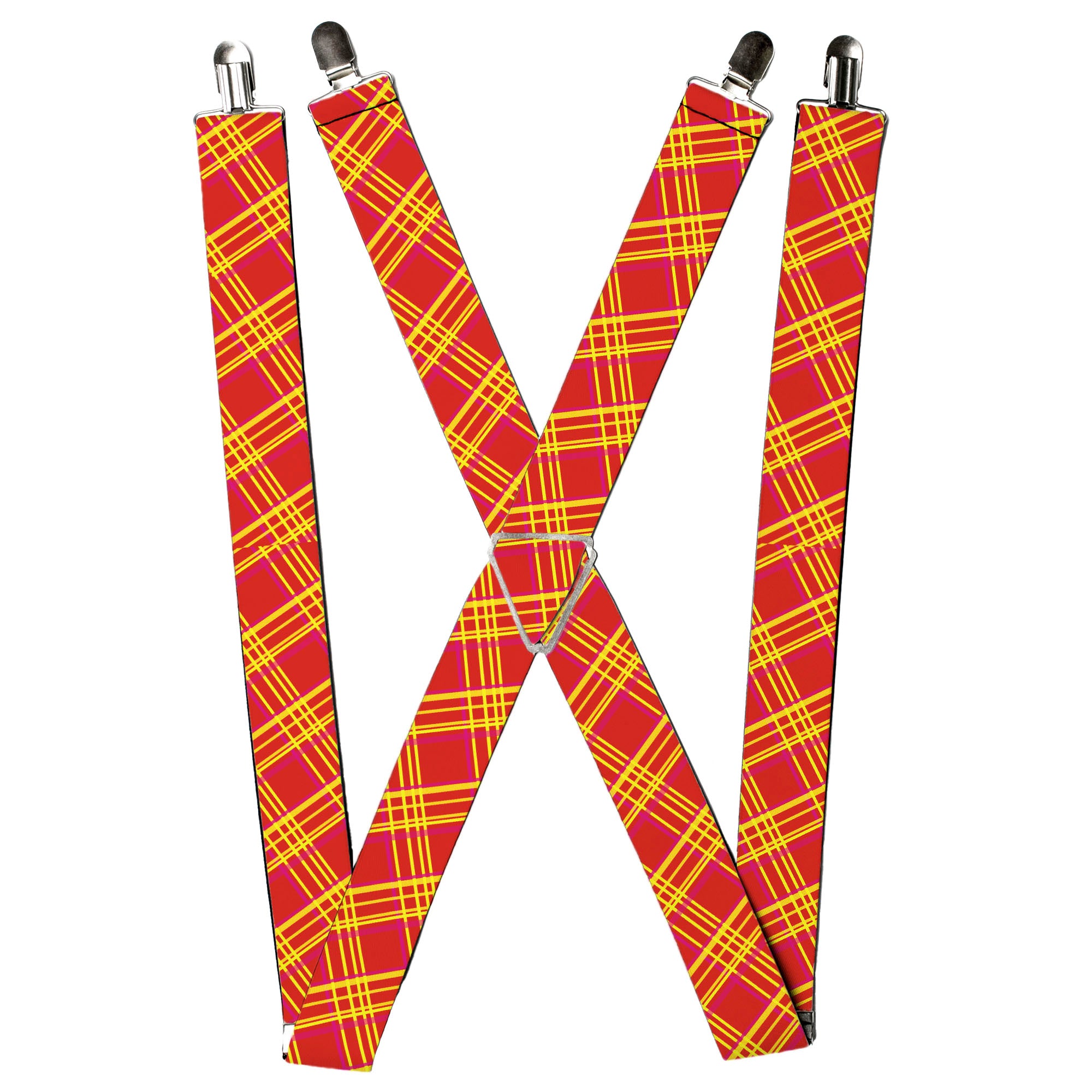 Suspenders - Plaid X4 Fluorescent Oranges/Pinks/Yellow Suspenders Buckle-Down