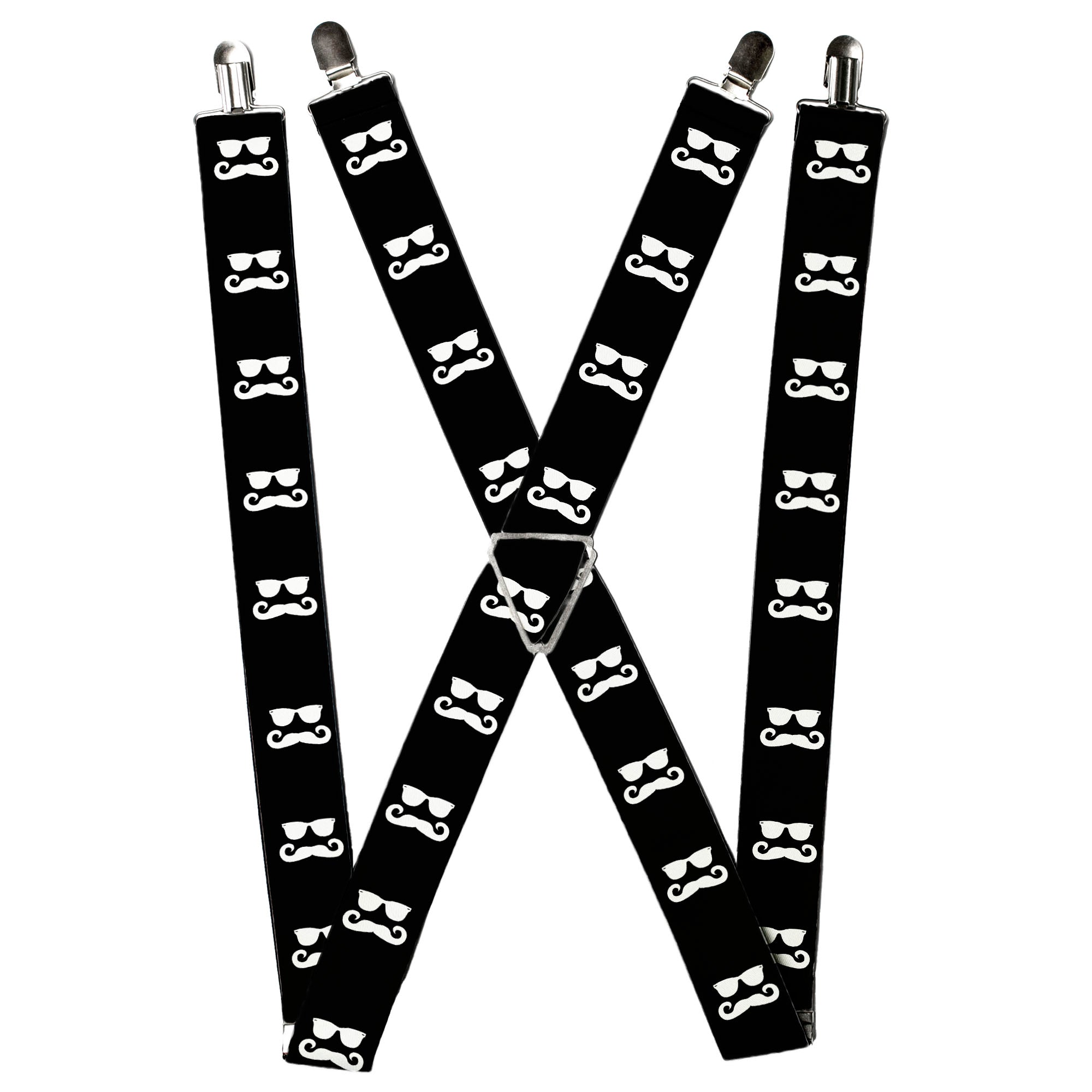 Suspenders - Sunglasses & Mustache Black/White Suspenders Buckle-Down
