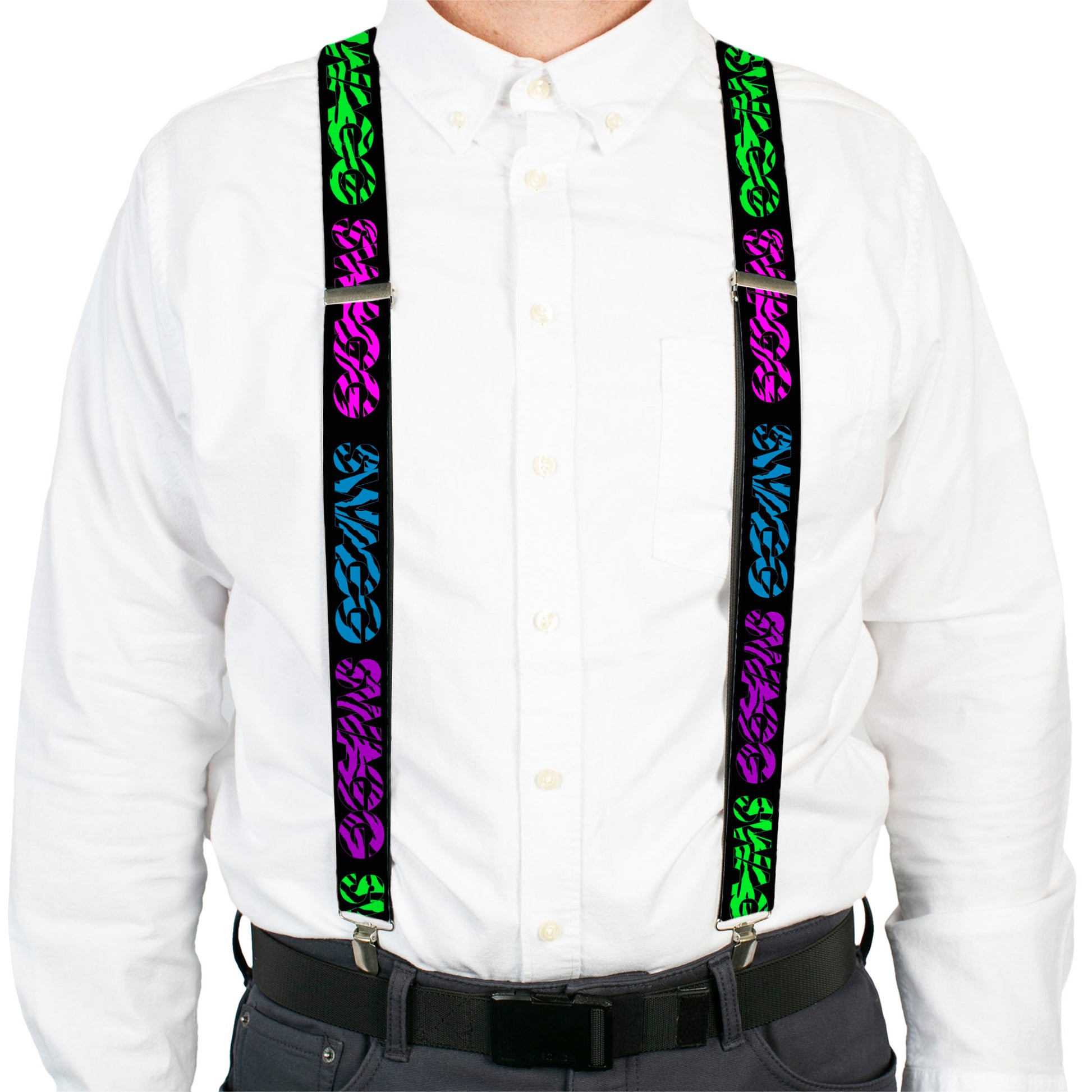 Suspenders - SWAGG Black/Zebra Multi Neon Suspenders Buckle-Down
