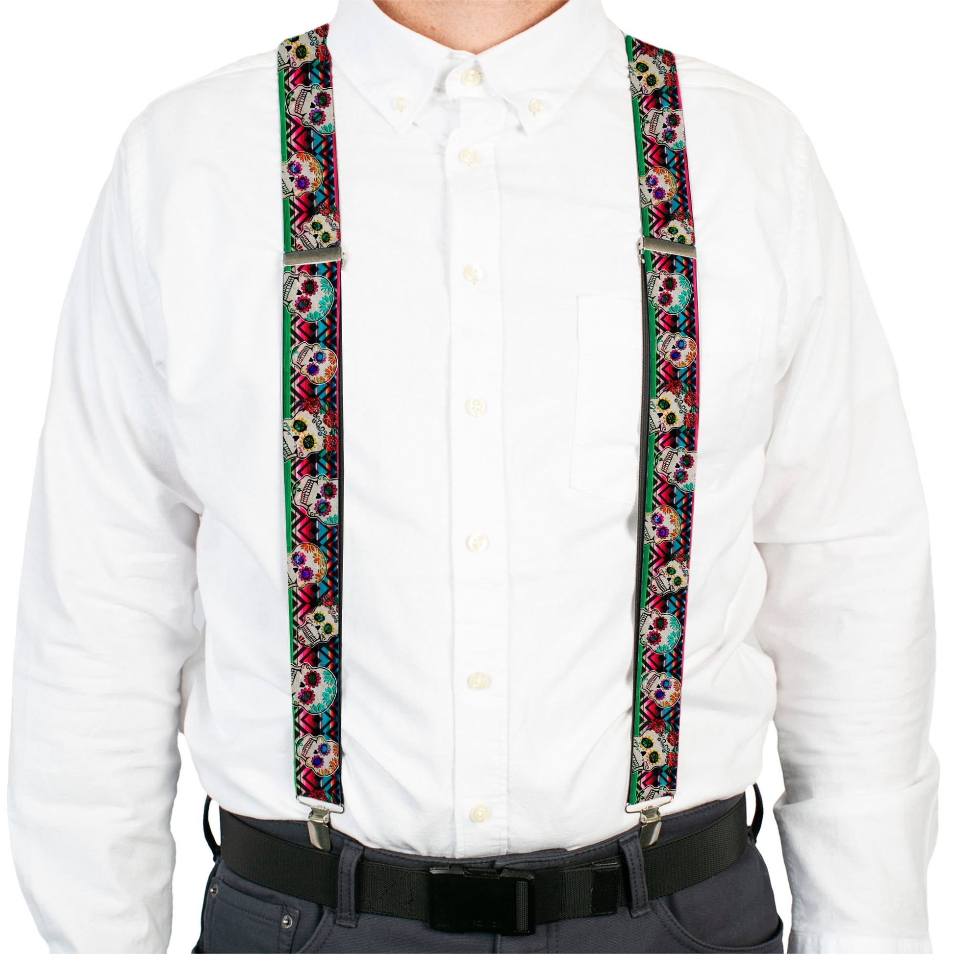 Suspenders - Sugar Skulls Zarape Multi Color Suspenders Buckle-Down