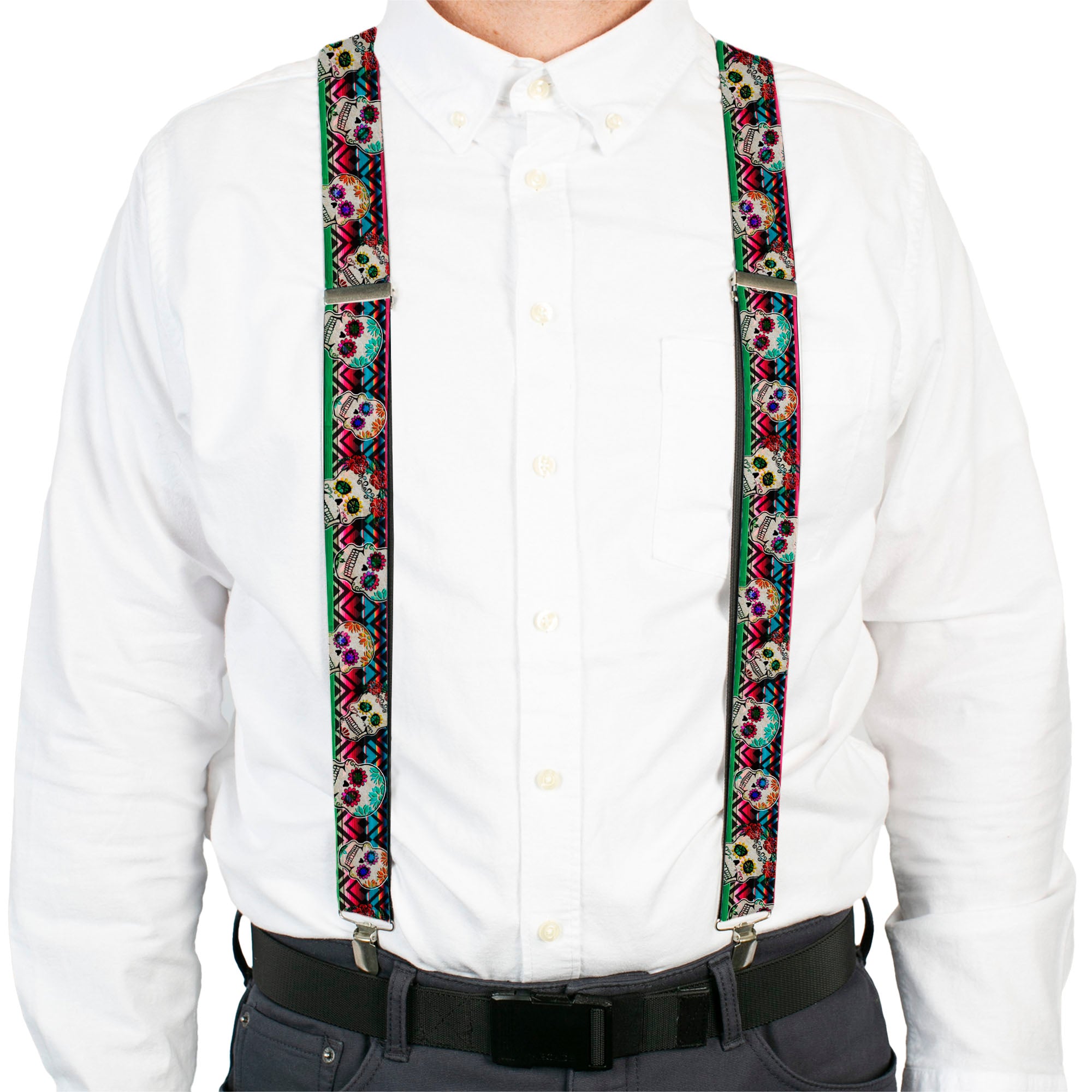 Suspenders - Sugar Skulls Zarape Multi Color Suspenders Buckle-Down