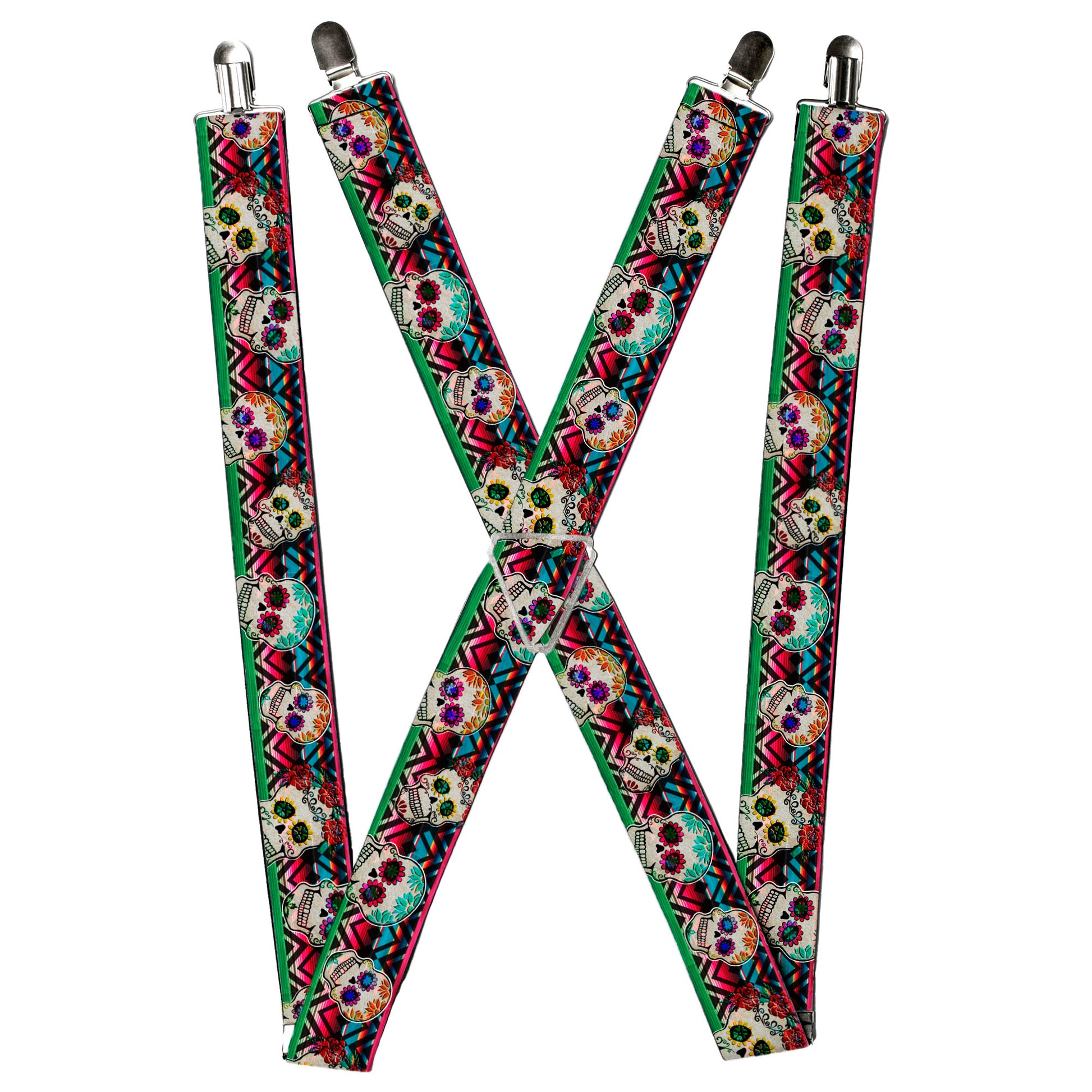Suspenders - Sugar Skulls Zarape Multi Color Suspenders Buckle-Down