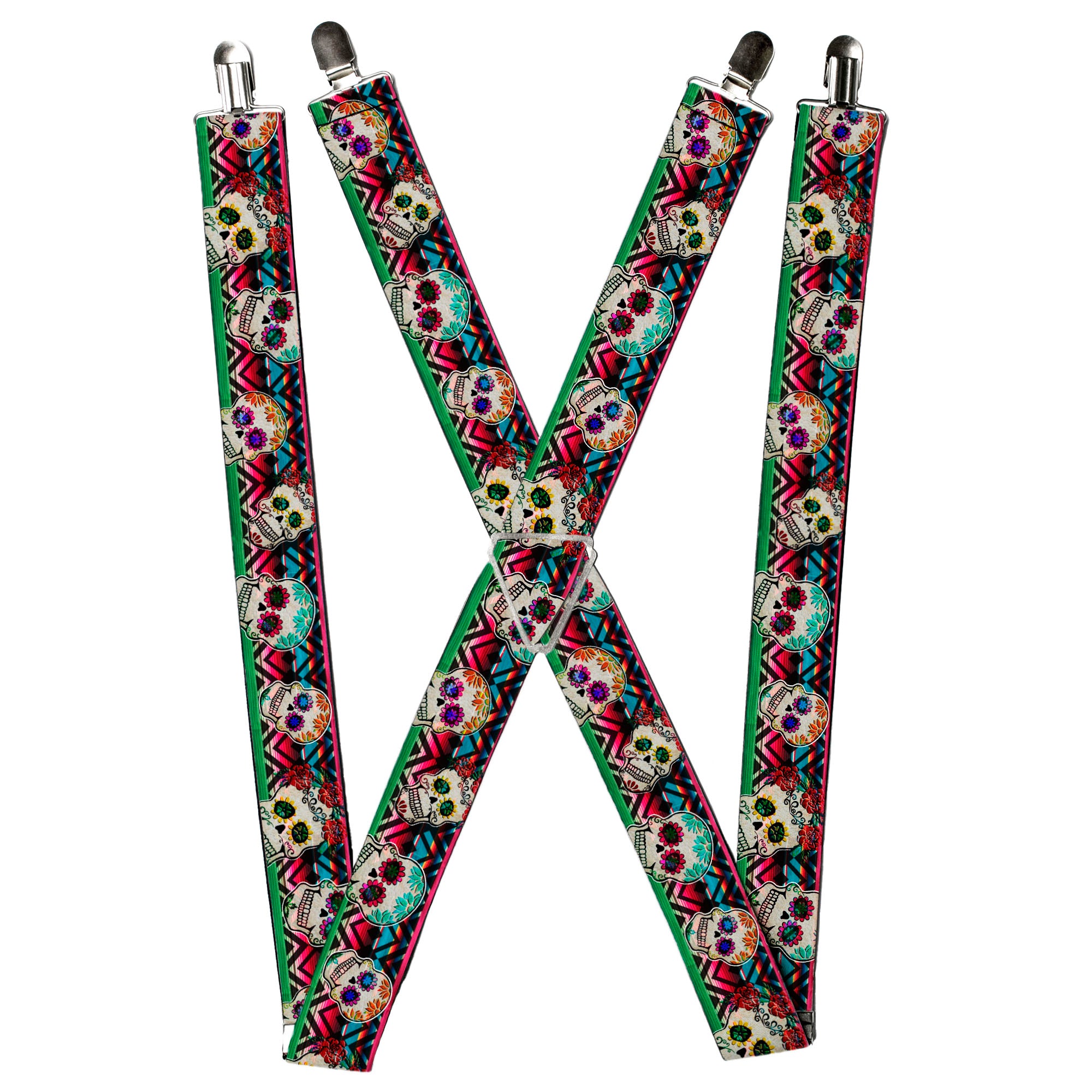 Suspenders - Sugar Skulls Zarape Multi Color Suspenders Buckle-Down