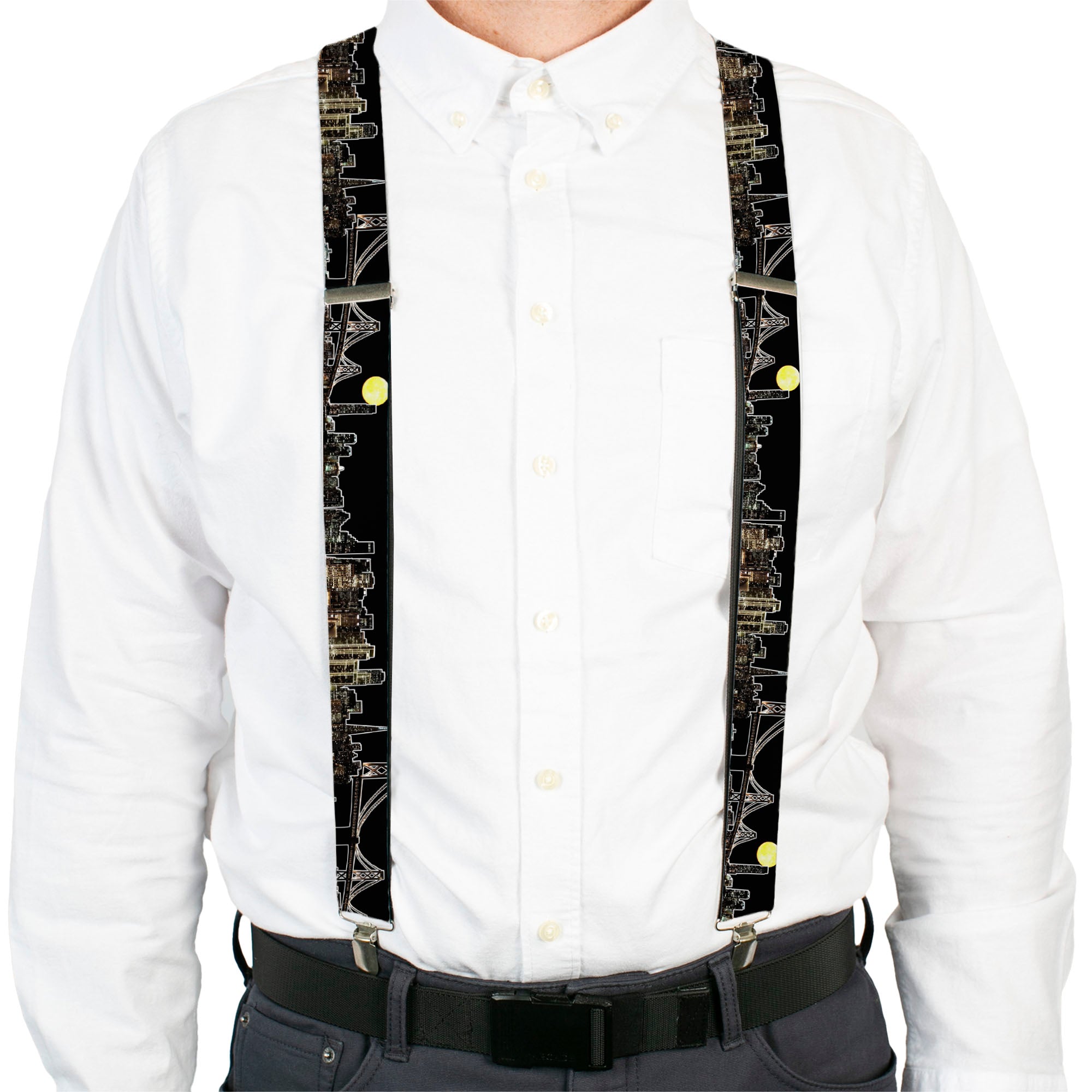 Suspenders - San Francisco w/Moon Vivid Skyline Black Suspenders Buckle-Down