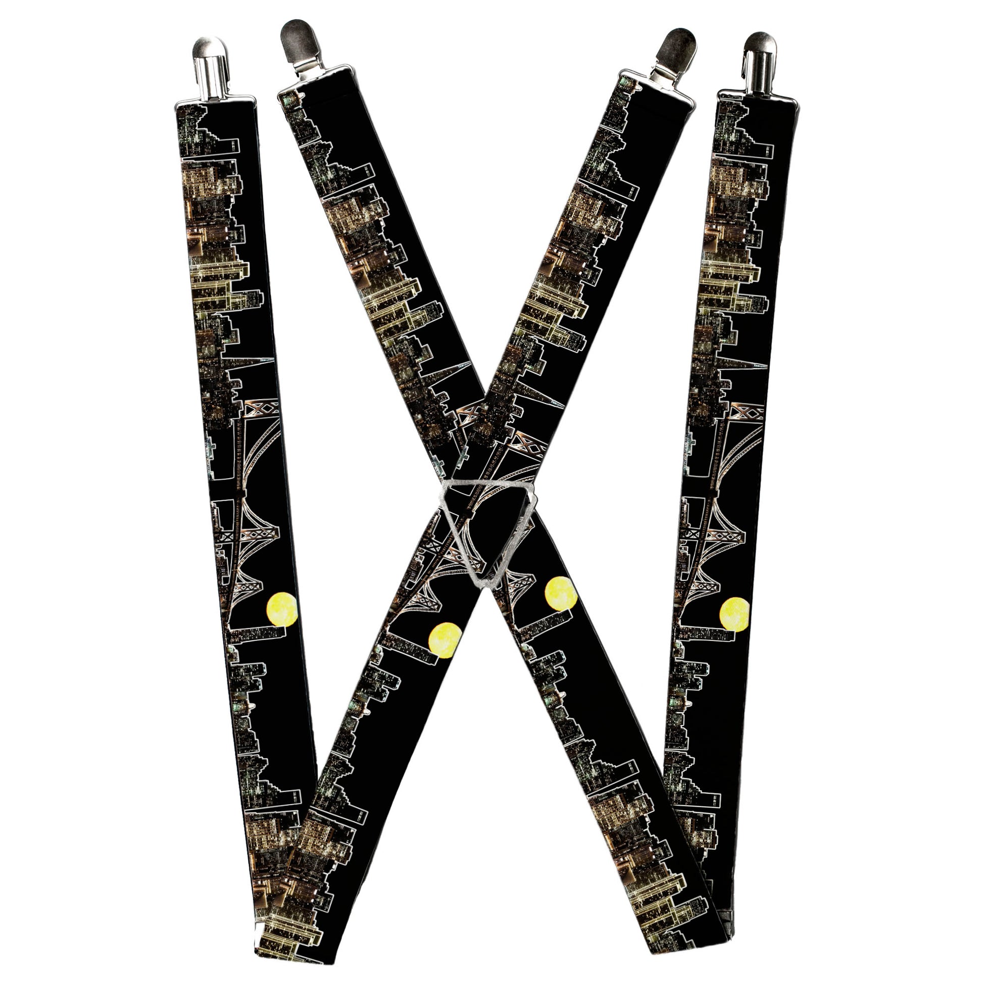 Suspenders - San Francisco w/Moon Vivid Skyline Black Suspenders Buckle-Down