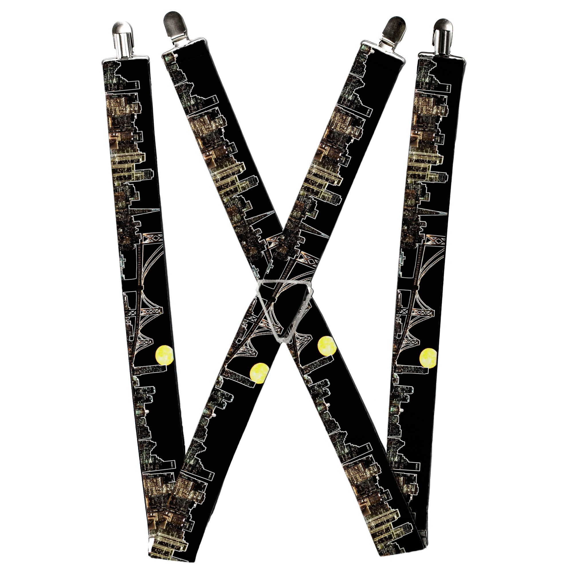 Suspenders - San Francisco w/Moon Vivid Skyline Black Suspenders Buckle-Down