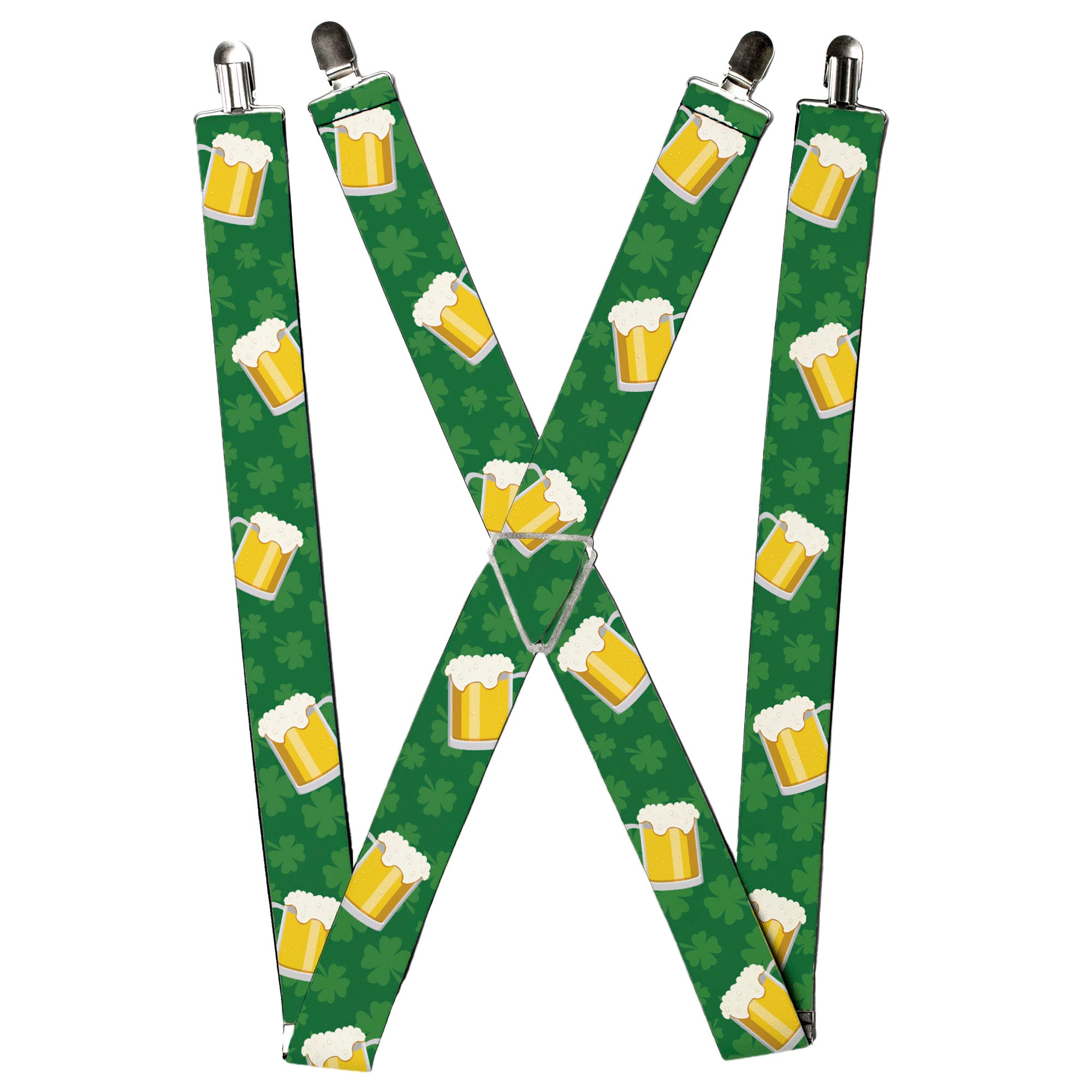 Suspenders - St. Pat's Clovers/Beer Mugs Greens Suspenders Buckle-Down