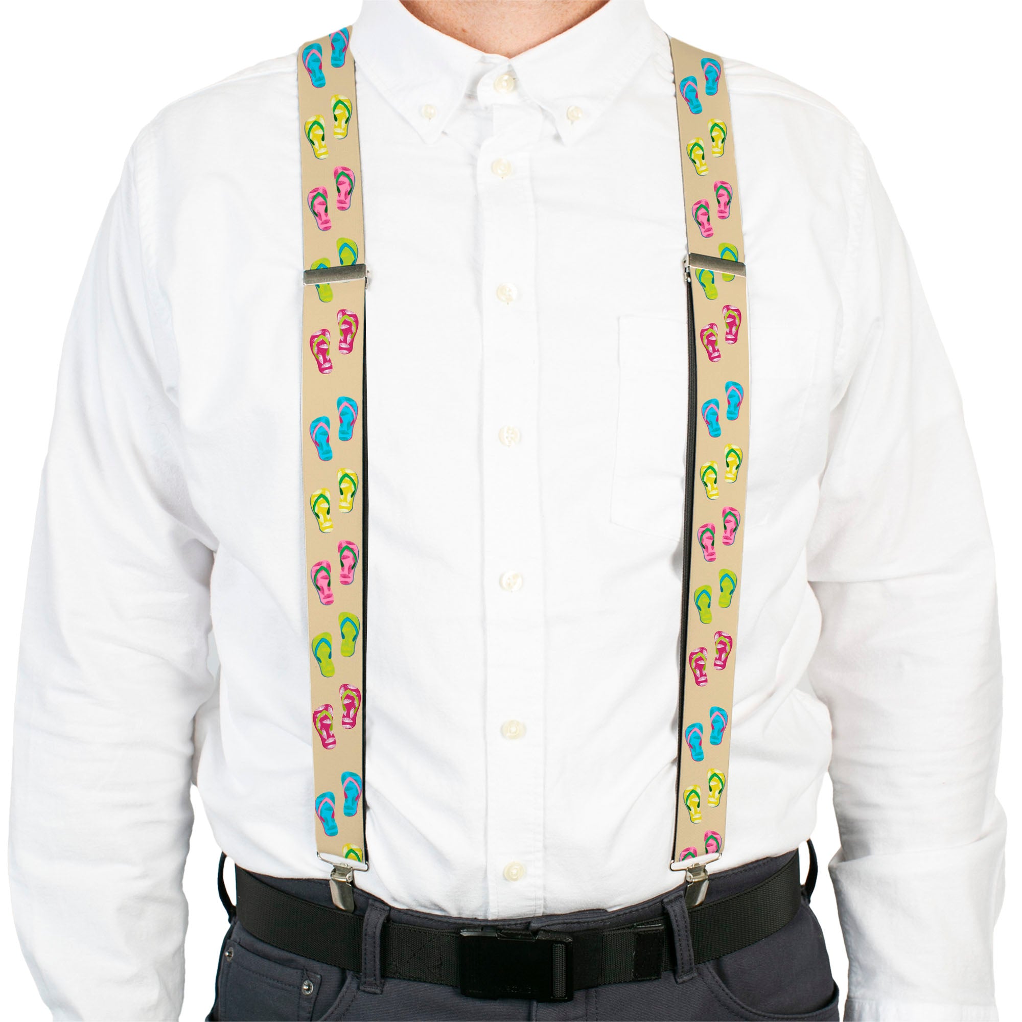 Suspenders - Tropical Flip Flops Tan/Multi Color