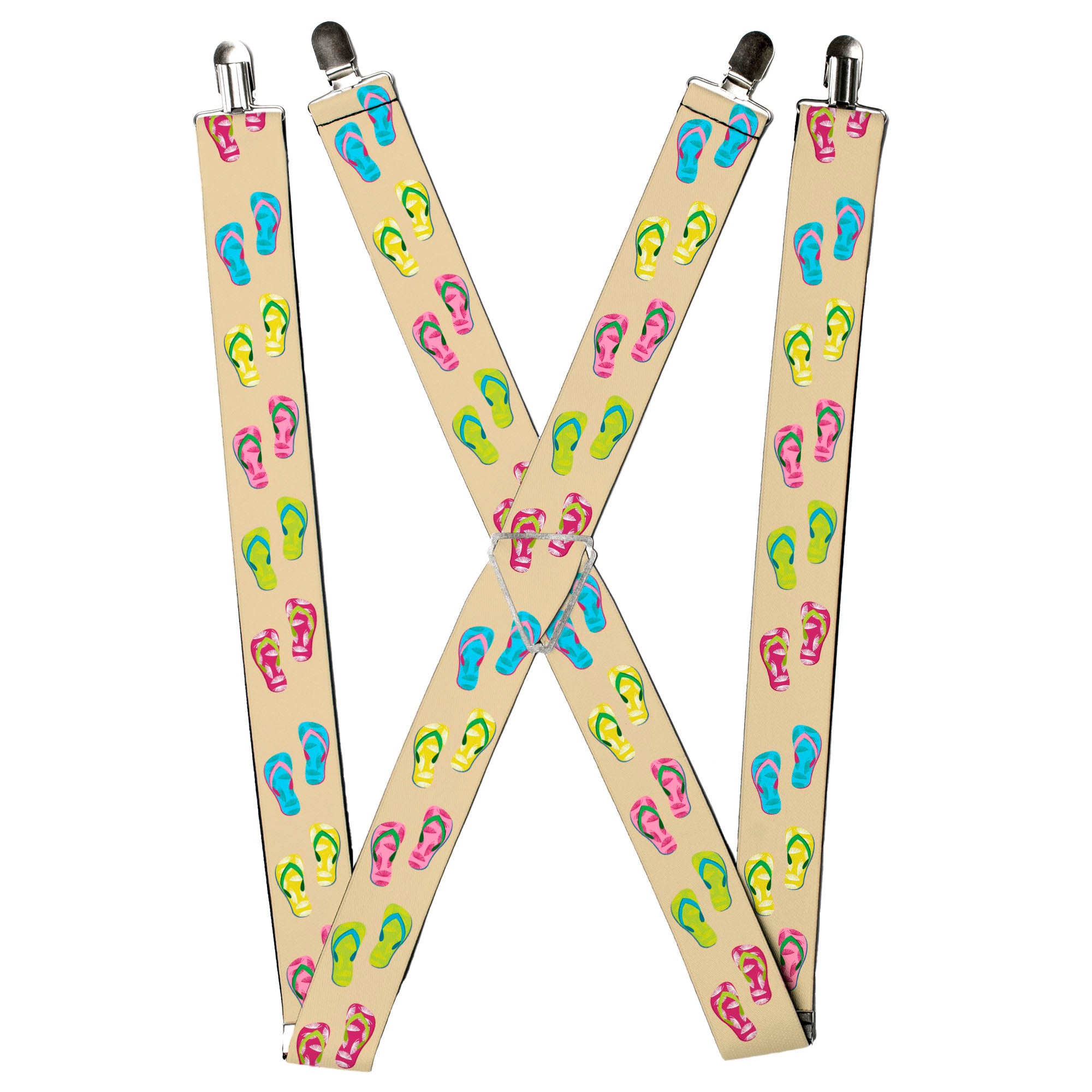 Suspenders - Tropical Flip Flops Tan/Multi Color
