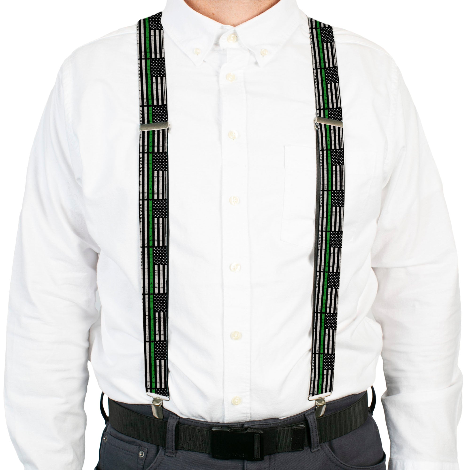 Suspenders - Thin Green Line Flag Weathered Black/Gray/Green